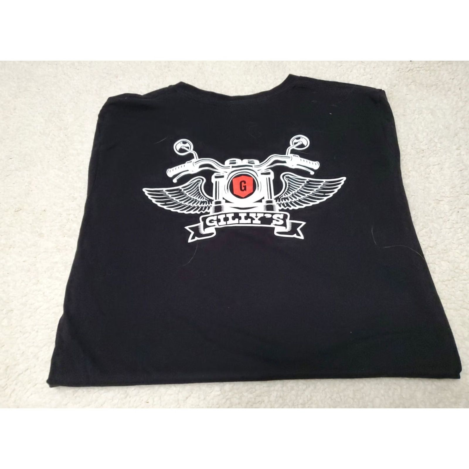 Vintage Gillys Legendary American Lager Beer Breweriana Motorcycle TShirt Black L Mens Short Sleeve Crew Neck Graphic Print Shirt Unsigned Alcohol Theme Size US L / EU 52-54 / 3 - 2 Thumbnail