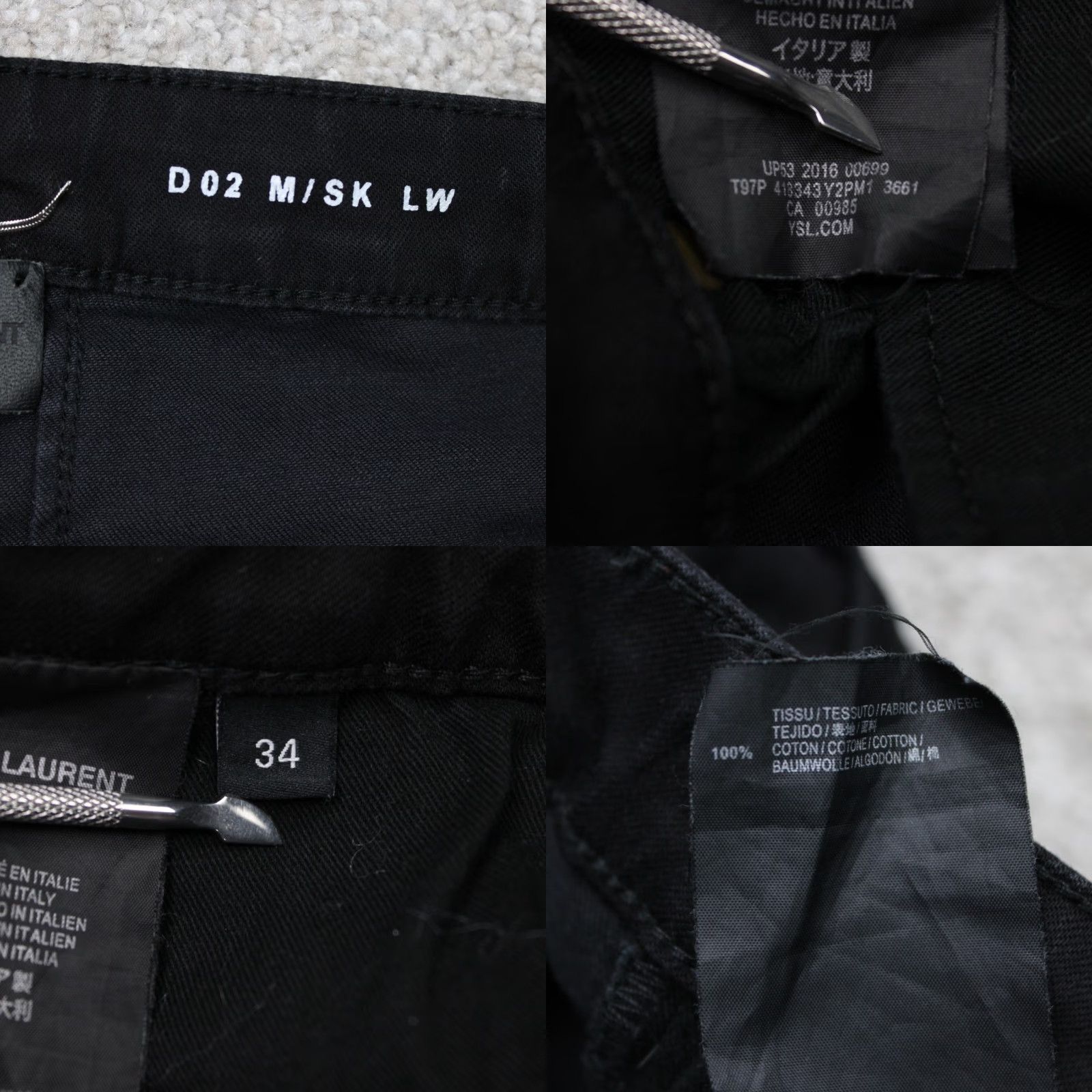 VINTAGE Saint Laurent Paris Jeans Mens 34x30 Black Distressed Denim 5-Pocket Regular Straight Mock?