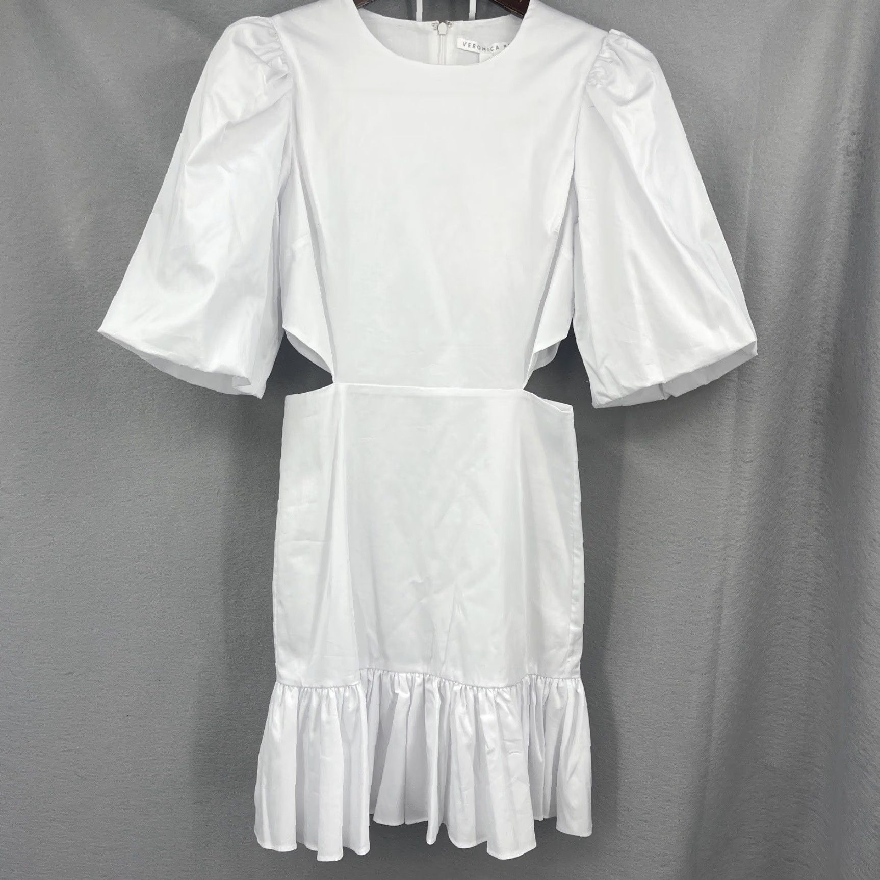 Veronica Beard VINTAGE Veronica Beard Dress Women Short Cotton Mini Cut Out Puff Sleeve Casual Spring Summer 0 White Size XS / US 0-2 / IT 36-38 - 4 Thumbnail