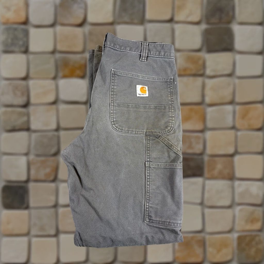 Carhartt VINTAGE Carhartt Relaxed Carpenter Pants Mens 33x34 Gray Baggy Thermal Workwear Outdoor Mens Size US 33 - 1 Thumbnail