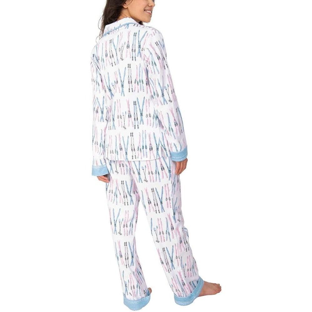 Other Munki Munki Womens M White Ski Print Flannel 2-Piece Pajamas Size M / US 6-8 / IT 42-44 - 15 Preview