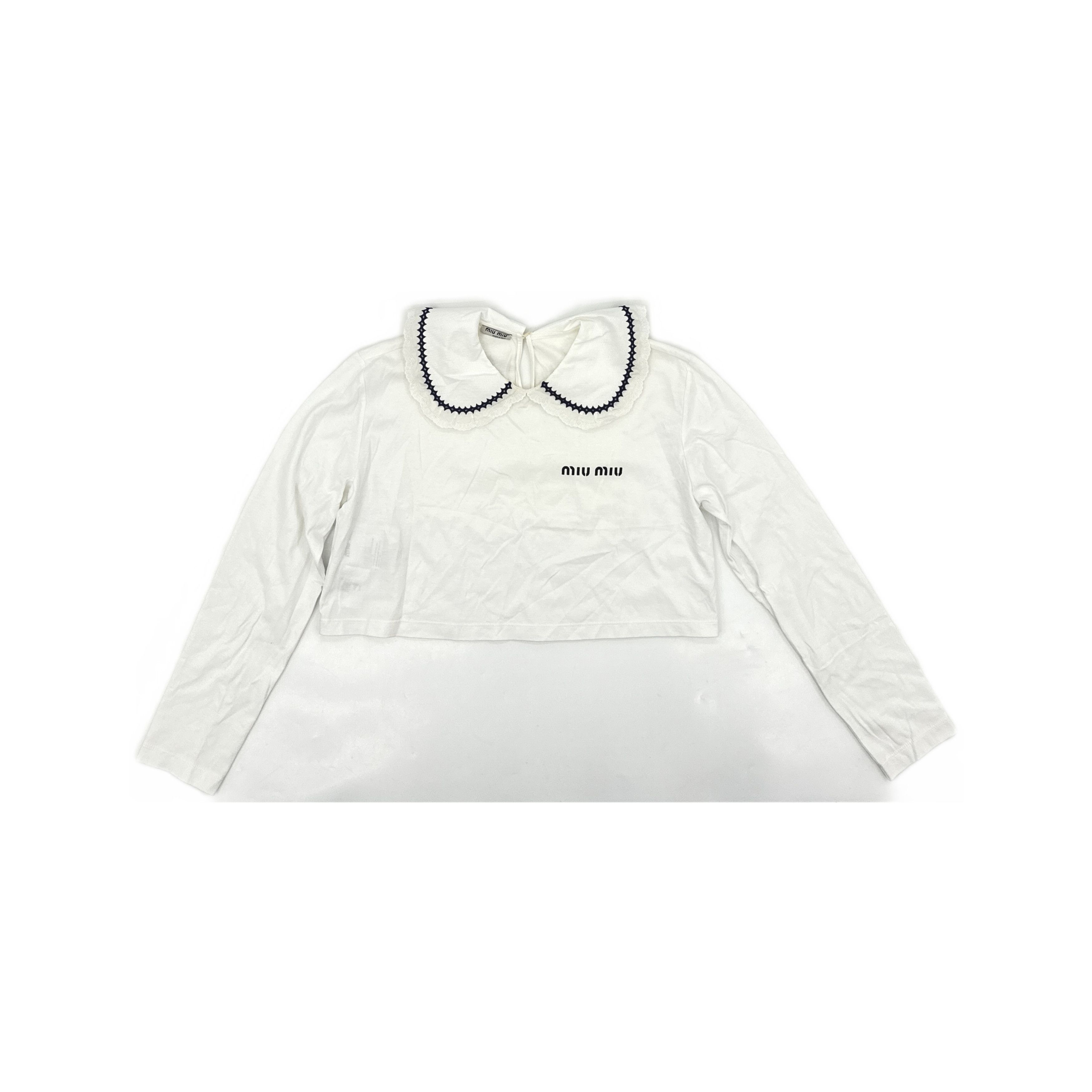 Miu Miu Miu Miu Embroidered Collar Long Sleeve Top Size S Size S / US 4 / IT 40 - 1 Thumbnail