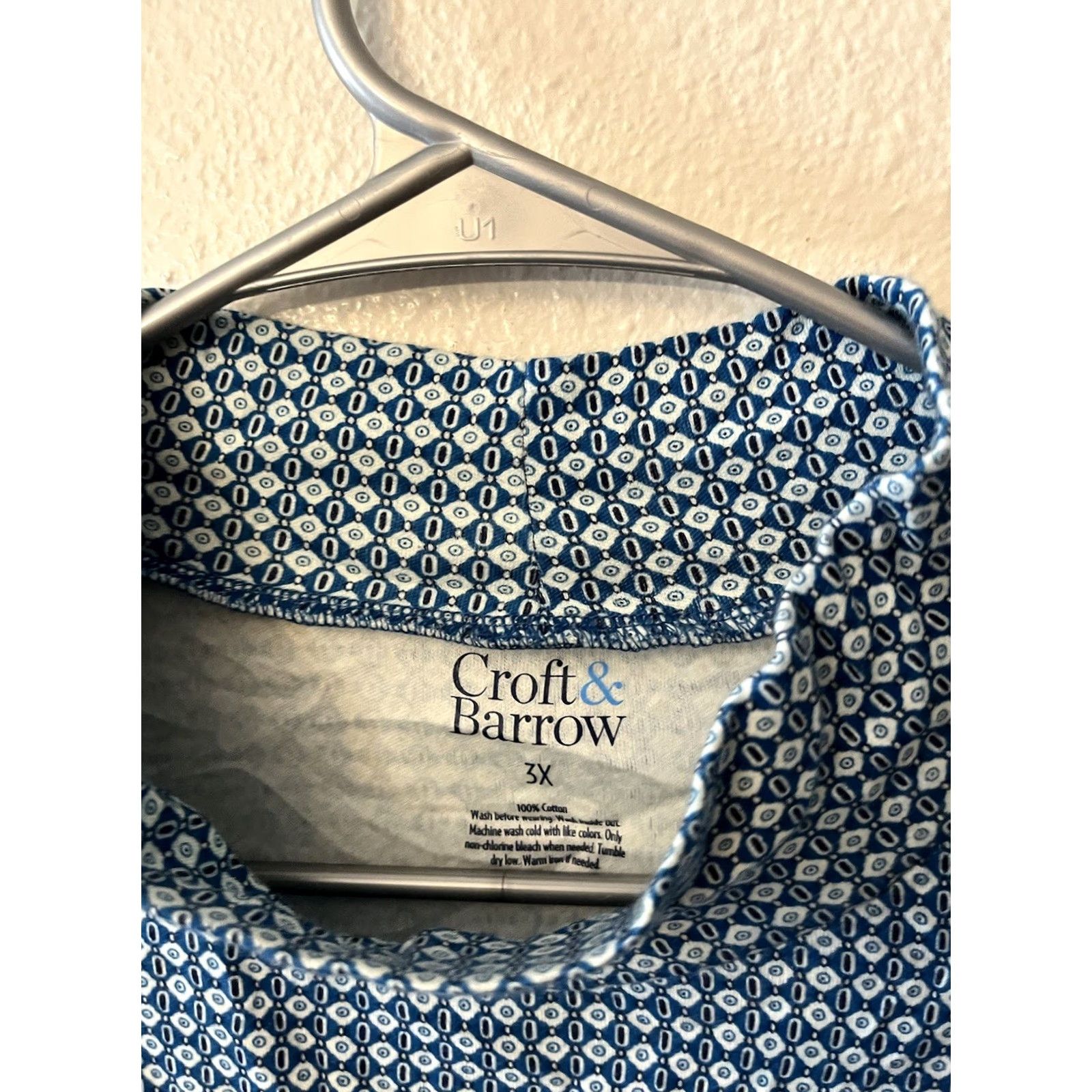 Croft & Barrow Croft & Barrow Knit Top 3X Blue Geo Print Mock Neck Long Sleeve Pullover Women Plus Size Fashion Shirt Size XXL / US 16-18 / IT 52-54 - 3 Thumbnail