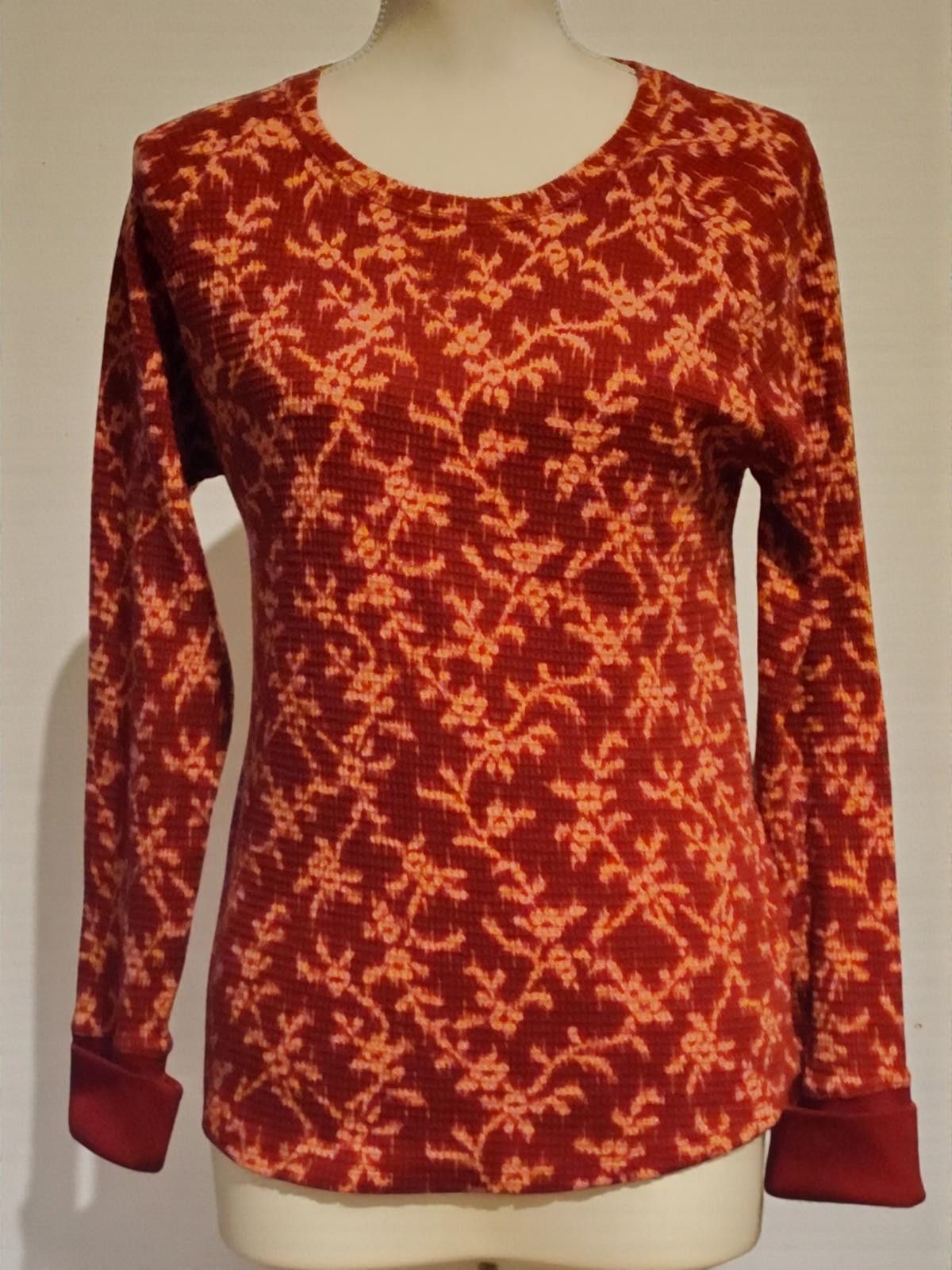 Other Knox Rose Burgundy Print Knit Long Sleeve Top Medium Size M / US 6-8 / IT 42-44 - 2 Thumbnail