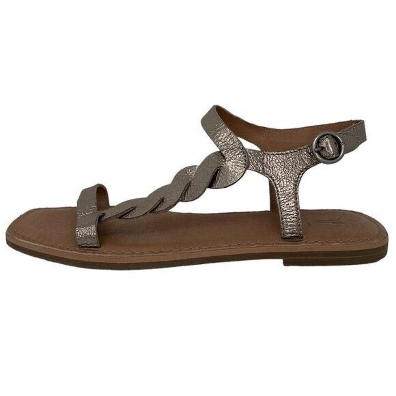 Frye FRYE Metallic Braided Ankle Strap Flat Silver Gold Sandals 6 Size US 6 / IT 36 - 1 Thumbnail