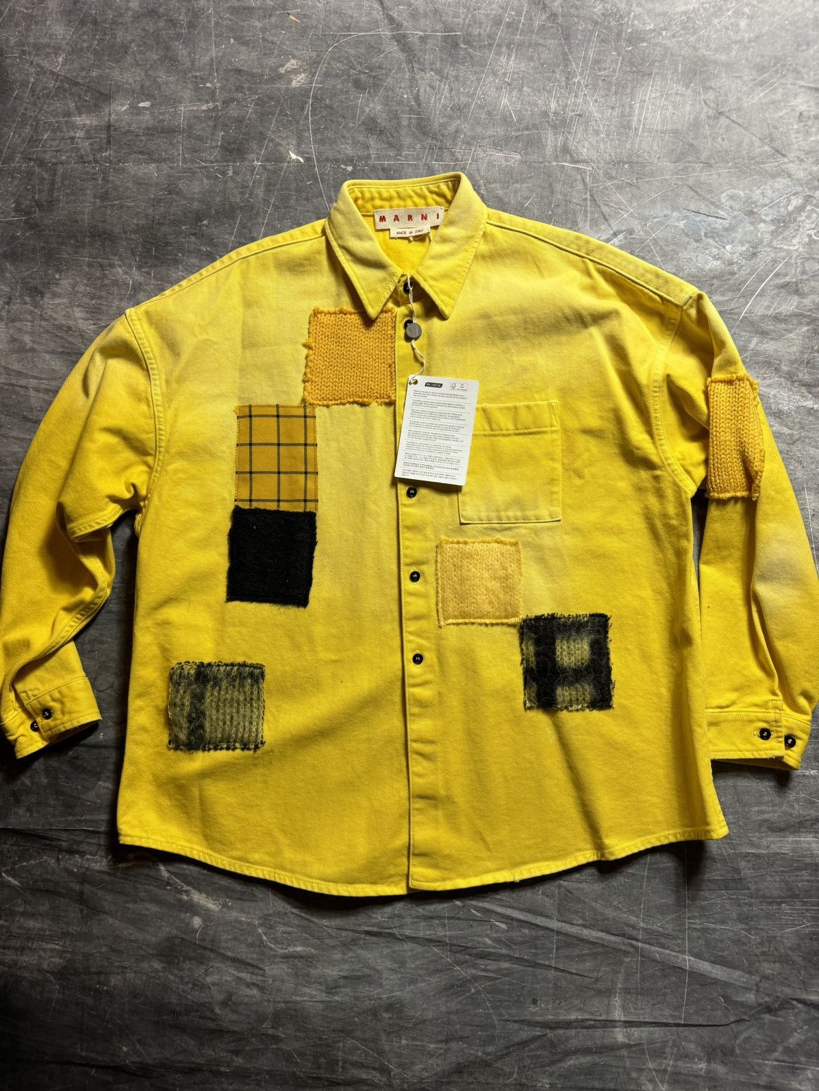 Marni Marni Mohair Patchwork Overshirt in Yellow Size US L / EU 52-54 / 3 - 1 Thumbnail