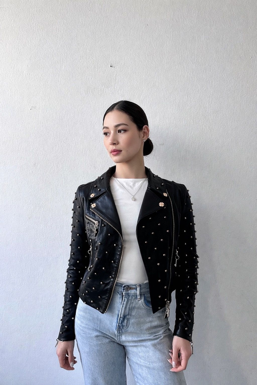 Thomas Wylde Thomas Wylde Studded Leather Biker Jacket Black Lambskin Size XS / US 0-2 / IT 36-38 - 1 Thumbnail