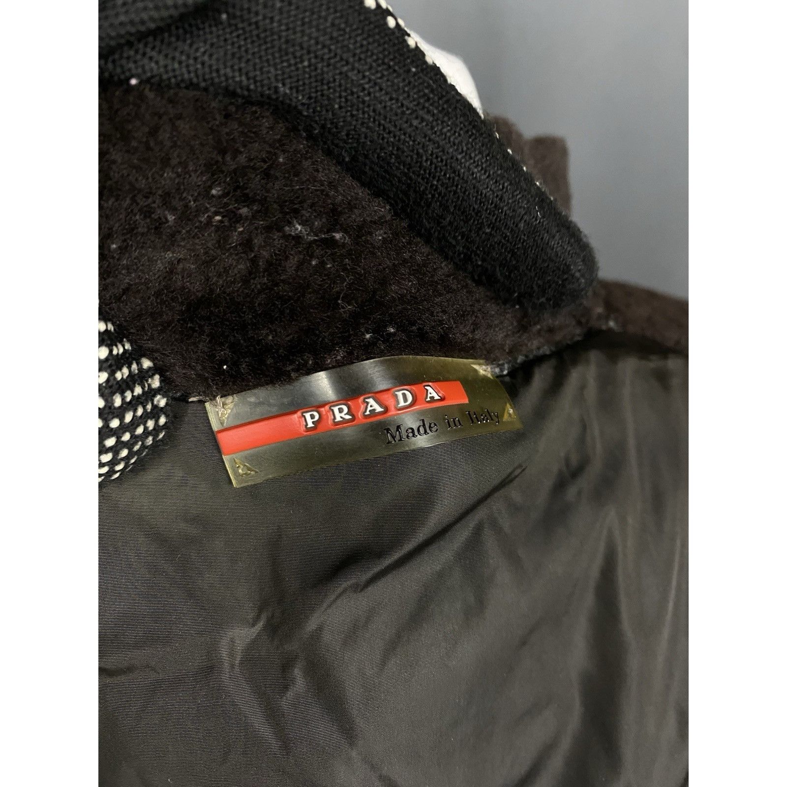 Prada Prada Women's Brown Gray Leather Calfskin Shearlig Wool Hybr Size S / US 4 / IT 40 - 9 Thumbnail