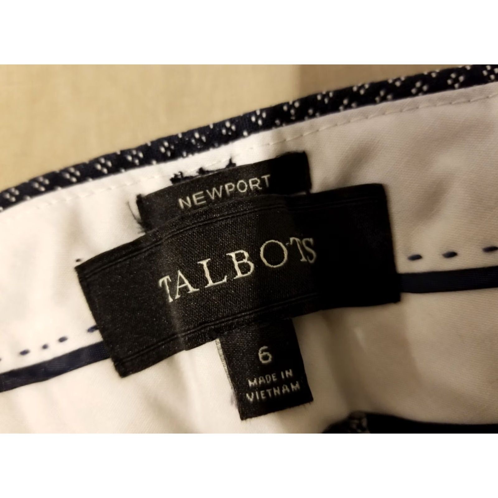 Talbots Womens Talbots Dress Pants 6 Navy Blue Cotton Chino Trouser Stretch Khaki Slack Size 28" / US 6 / IT 42 - 5 Thumbnail