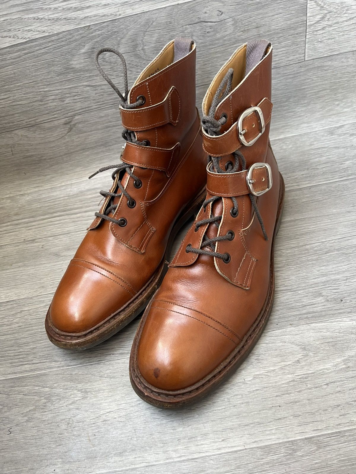 Tricker's Trickers combat bivkle brown leather gun boots uk 9.5 Size US 10.5 / EU 43-44 - 2 Thumbnail