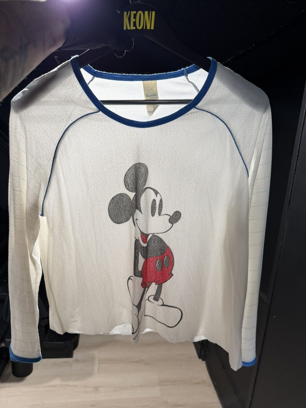 Vintage 1980s Vintage Mickey Mouse Soft Thin Cropped Grunge LS Tee M Size US M / EU 48-50 / 2 - 6 Thumbnail