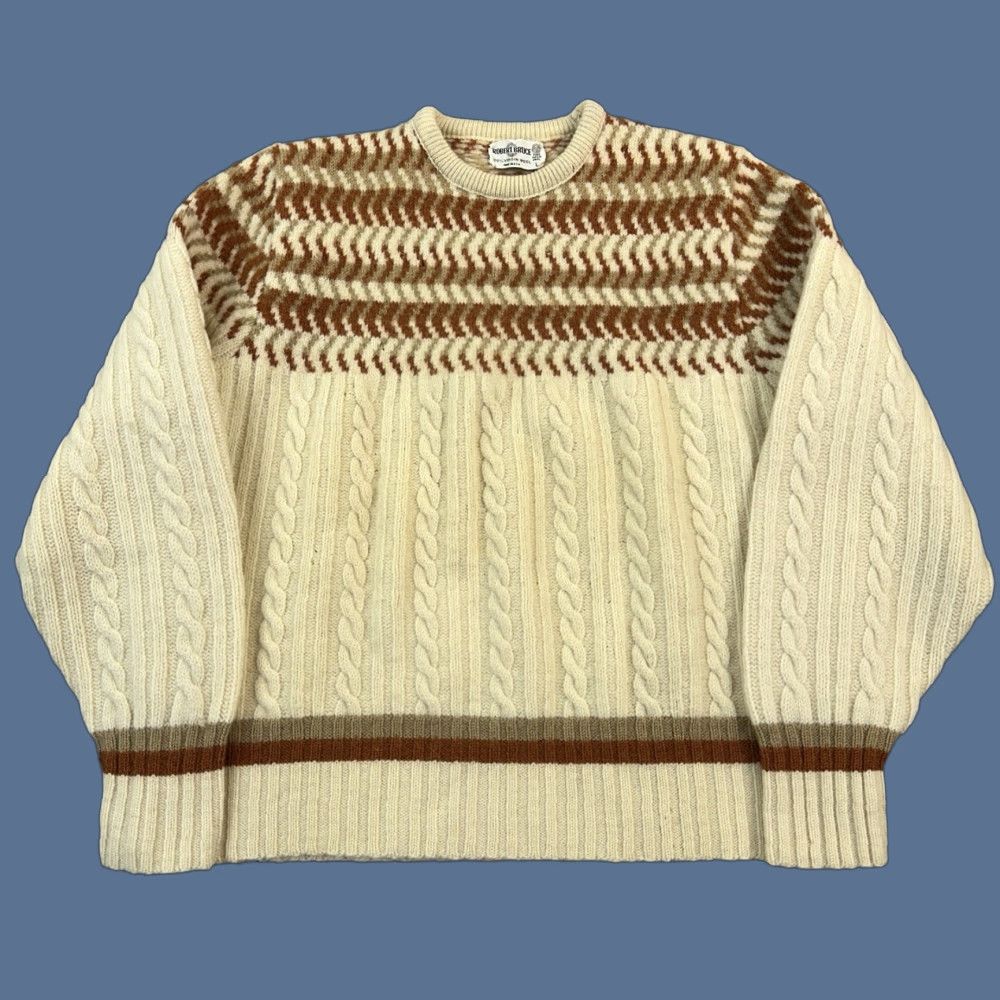 Vintage VINTAGE Robert Bruce Sweater Mens Large Wool Cable Knit Nordic USA 60s 70s Size US L / EU 52-54 / 3 - 1 Thumbnail