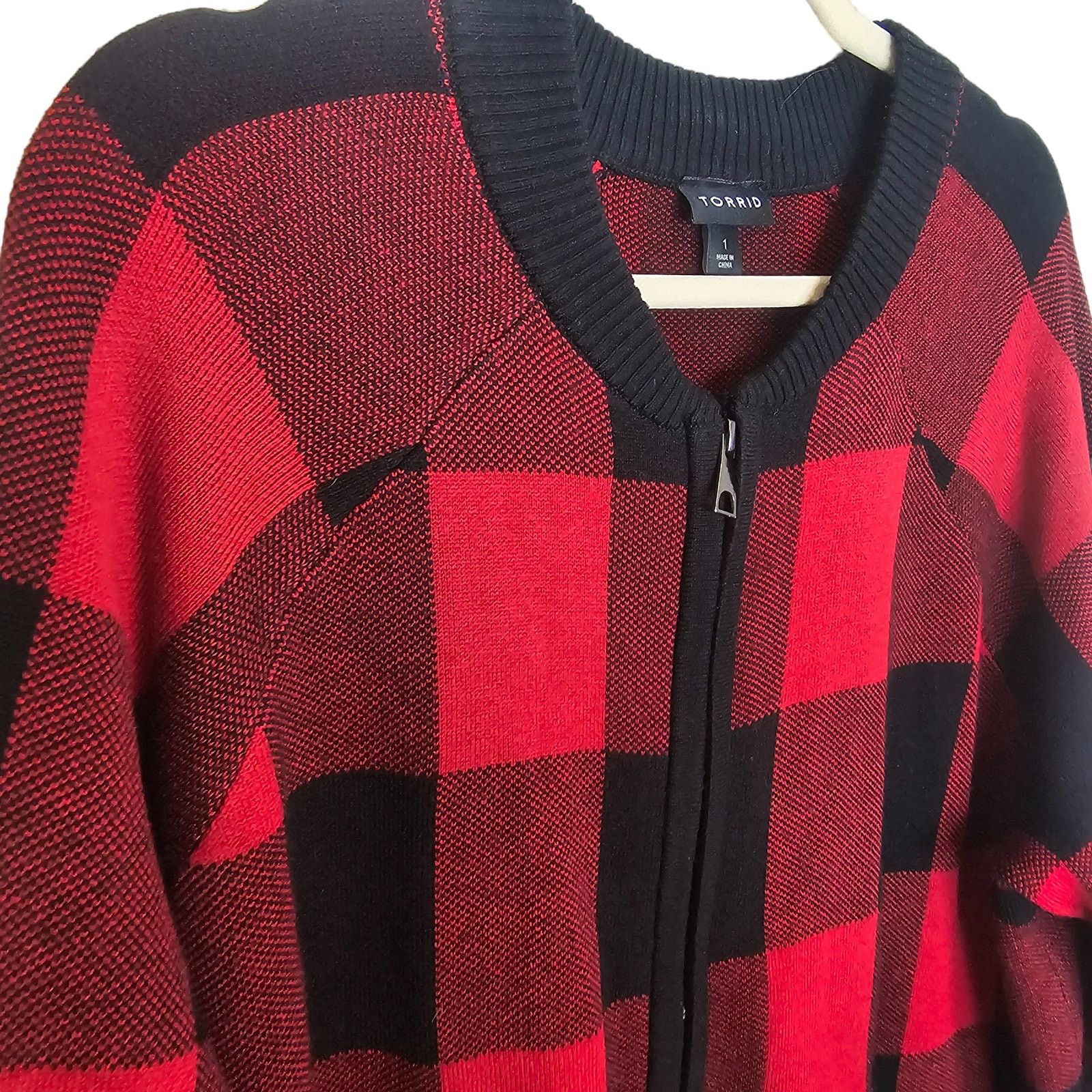 Corridor Torrid Buffalo Plaid Sweater Jacket Full Zip 1X Academia Size XL / US 12-14 / IT 48-50 - 6 Thumbnail
