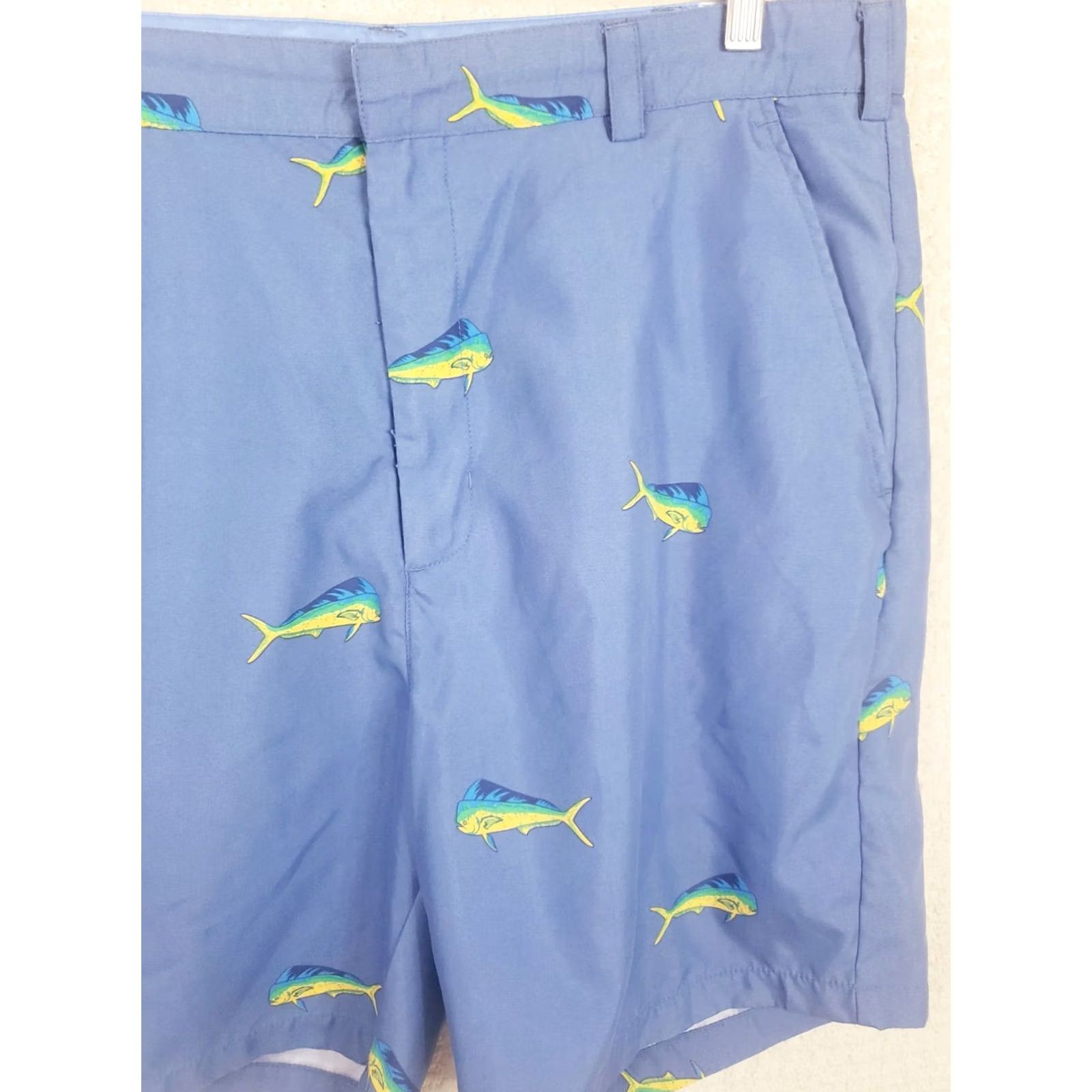 Vintage Bermuda Styles Men’s Blue Chino Shorts Sz 36x8 With Mahi Fish Pattern All Over Size US 36 / EU 52 - 4 Thumbnail