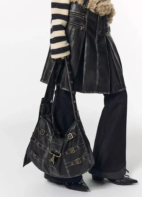 Vintage Vintage Harajuku Black Hobo Shoulder Bag Size ONE SIZE - 3 Thumbnail