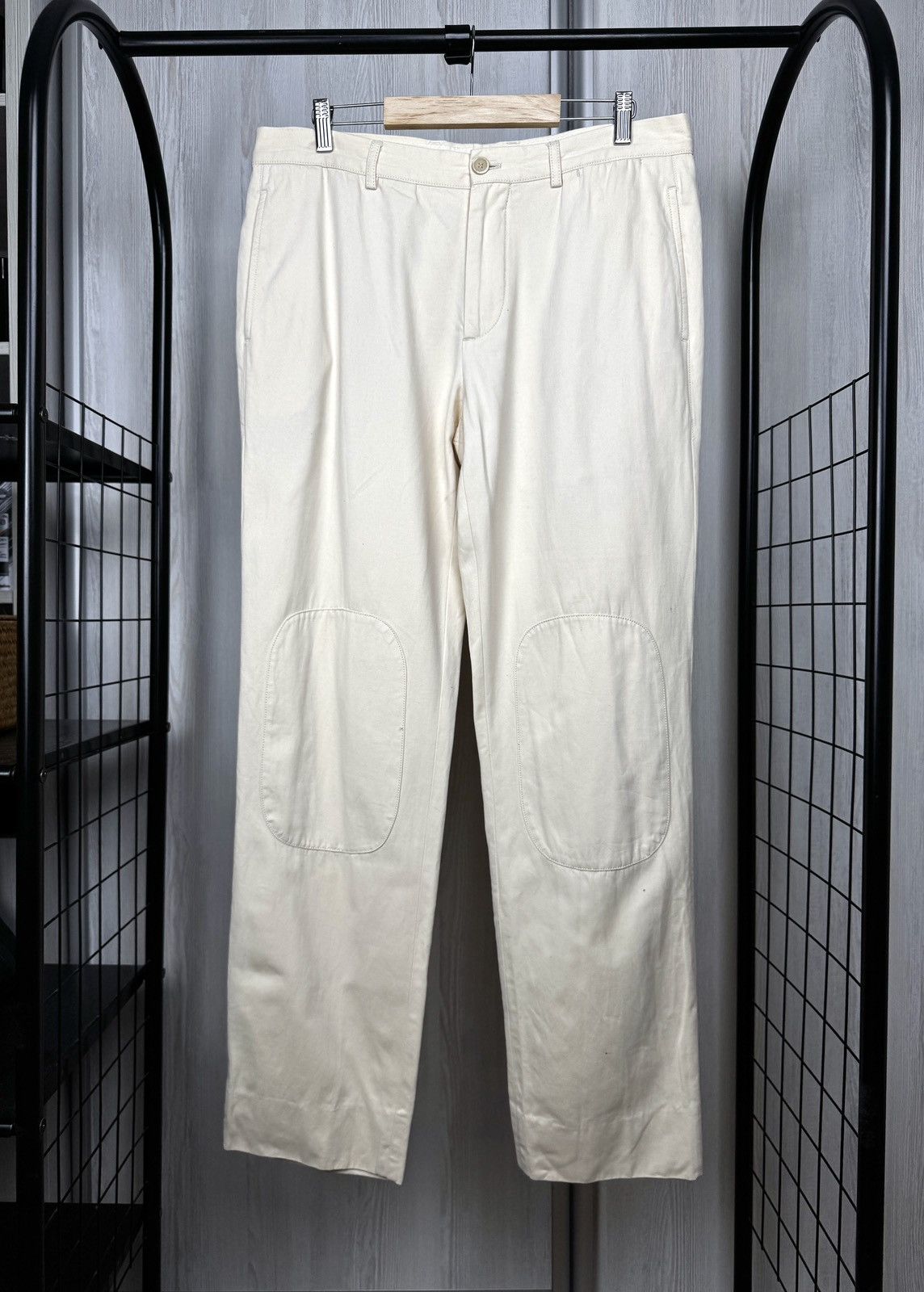 Brunello Cucinelli Brunello Cucinelli double knee cotton beige ivory pants 52 Size US 36 / EU 52 - 1 Thumbnail