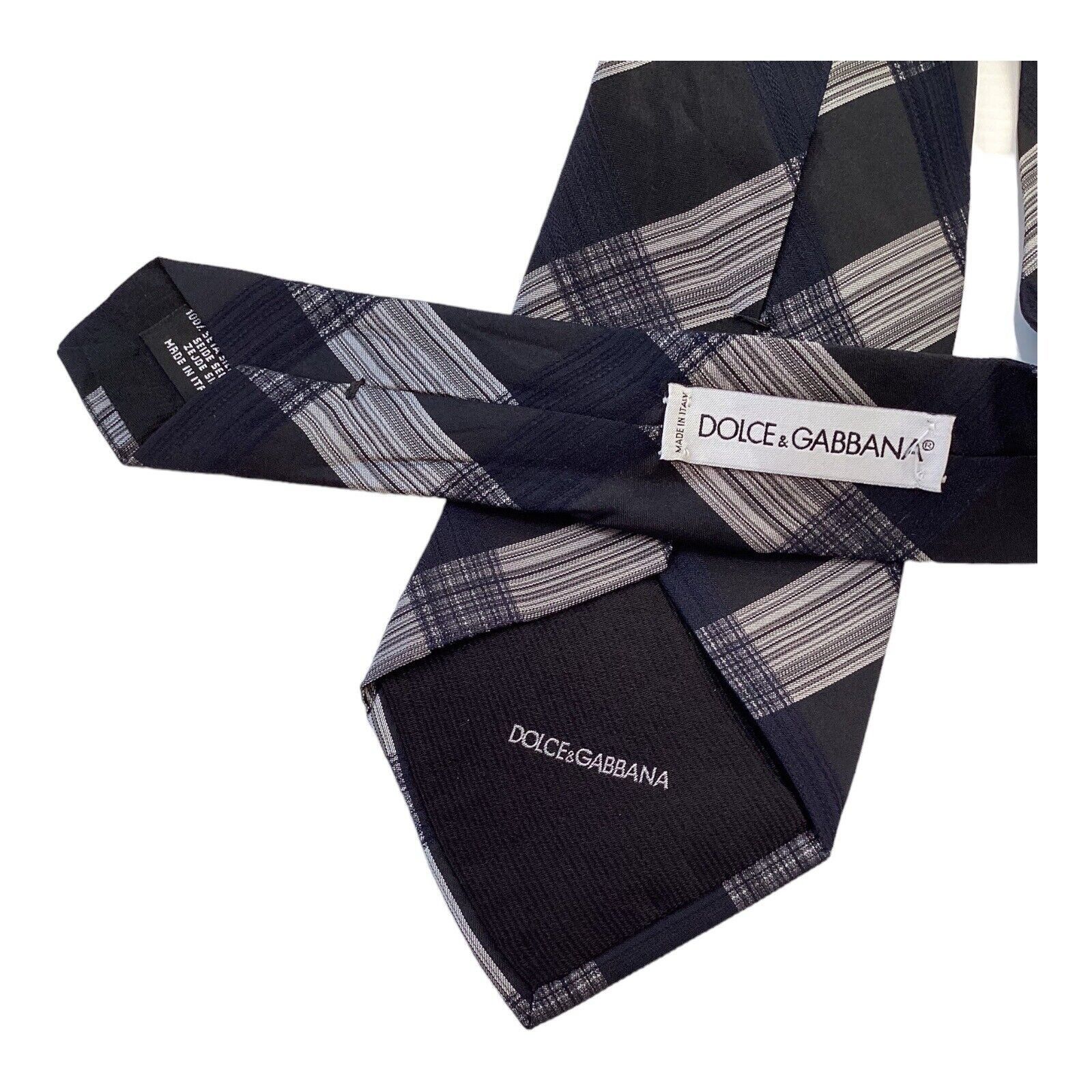 Dolce & Gabbana DOLCE & GABBANA Blue Plaids & Checks Luxury Designer Silk Ti Size ONE SIZE - 5 Thumbnail