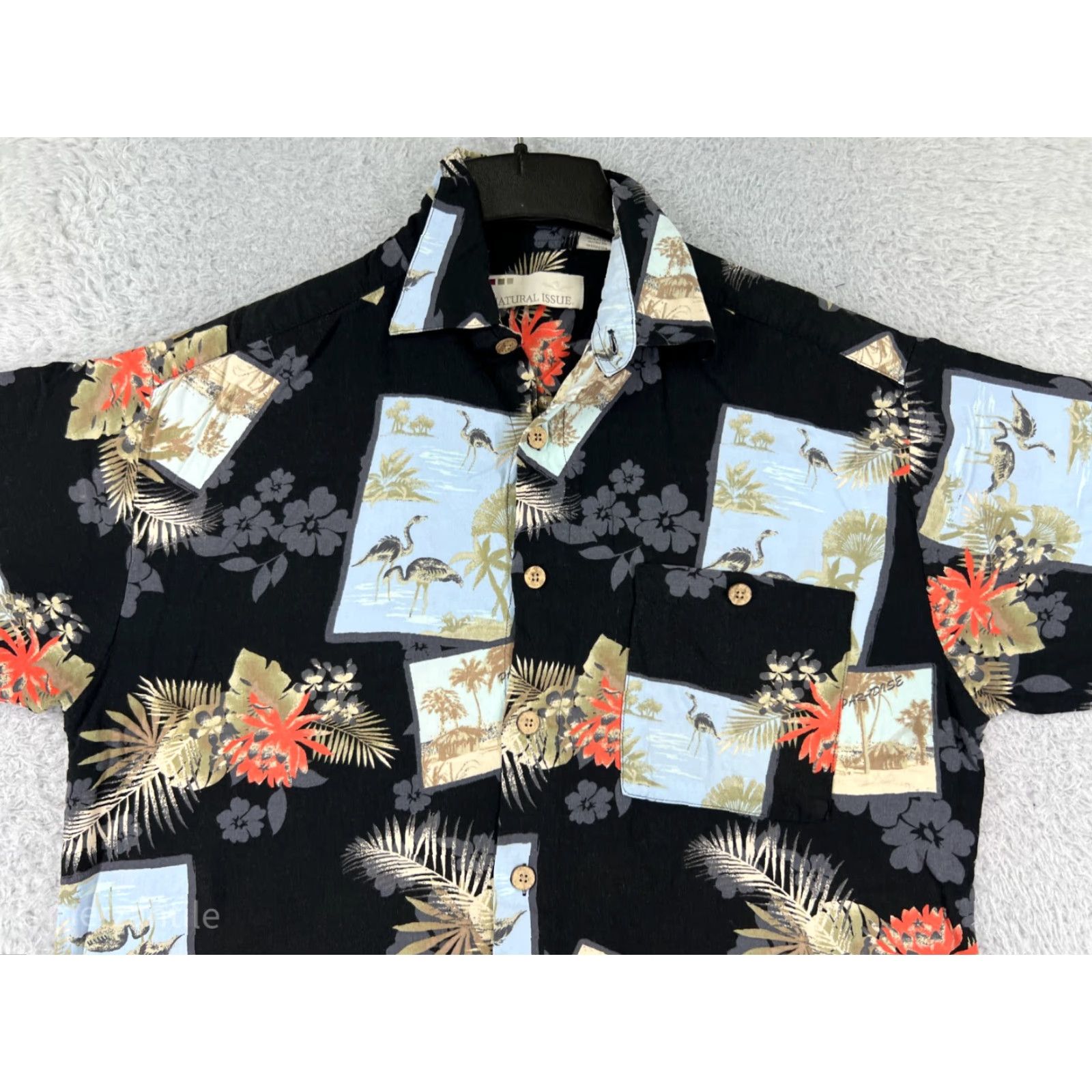 Vintage Natural Issue Shirt Mens Medium Black Floral Hawaiian Rayon Button Up Size US M / EU 48-50 / 2 - 4 Thumbnail