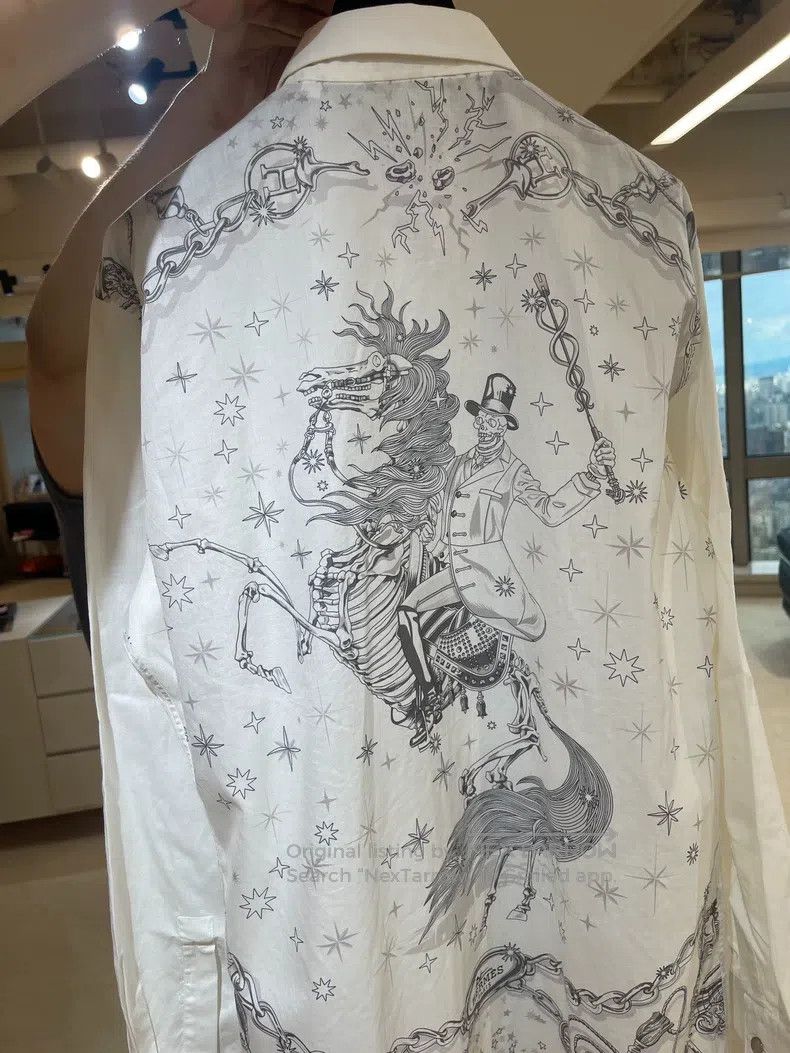 Hermes Hermes size 41 Runway Full Back Skull Knight Shirt Size US XXS / EU 40 - 1 Thumbnail
