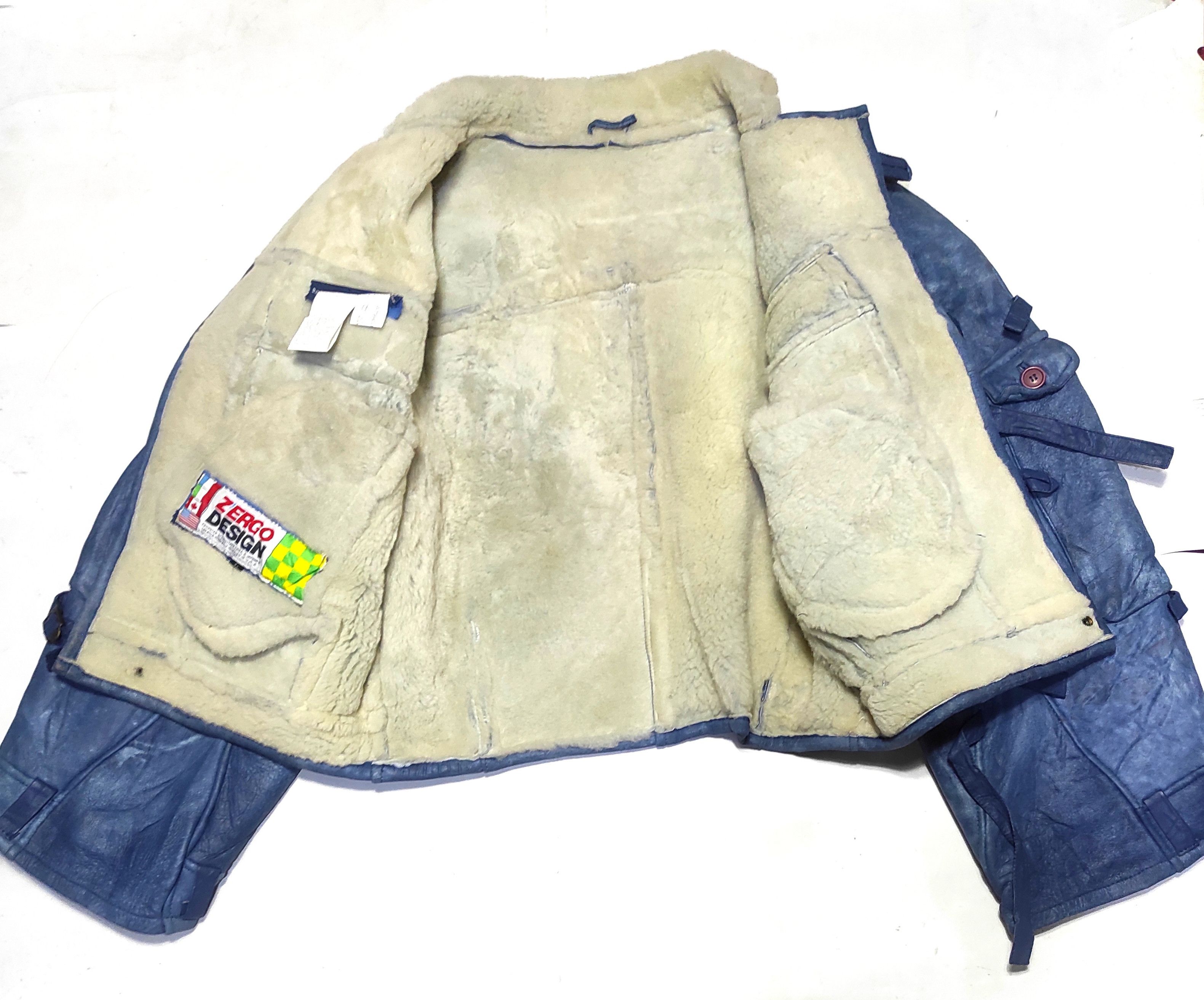 Leather Beautiful Antique Blue Z'ERGO Design Shearling Jacket Size US L / EU 52-54 / 3 - 5 Thumbnail