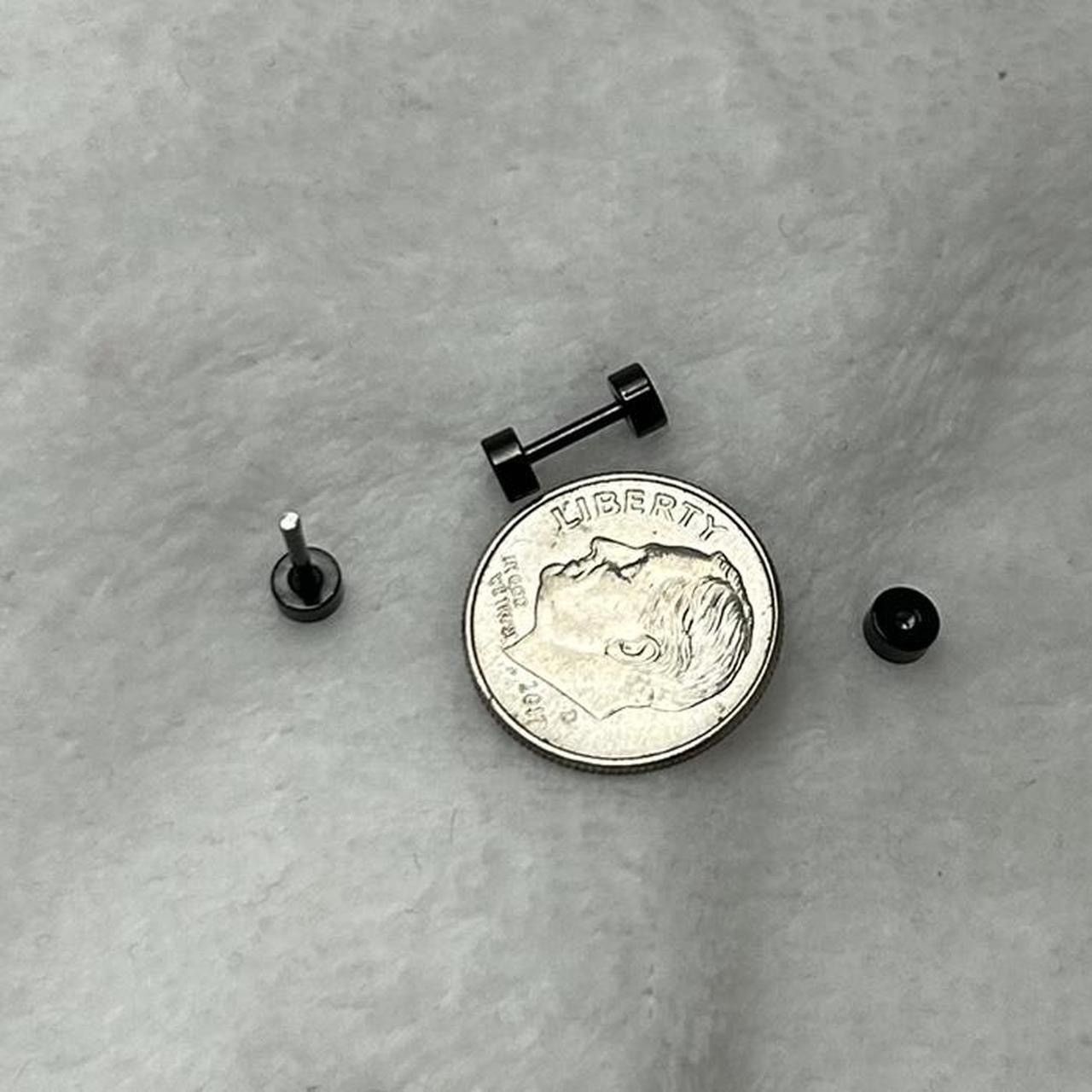 Jewelry Black Flat Round Plugs Stud Earrings - ERG Size ONE SIZE - 5 Thumbnail