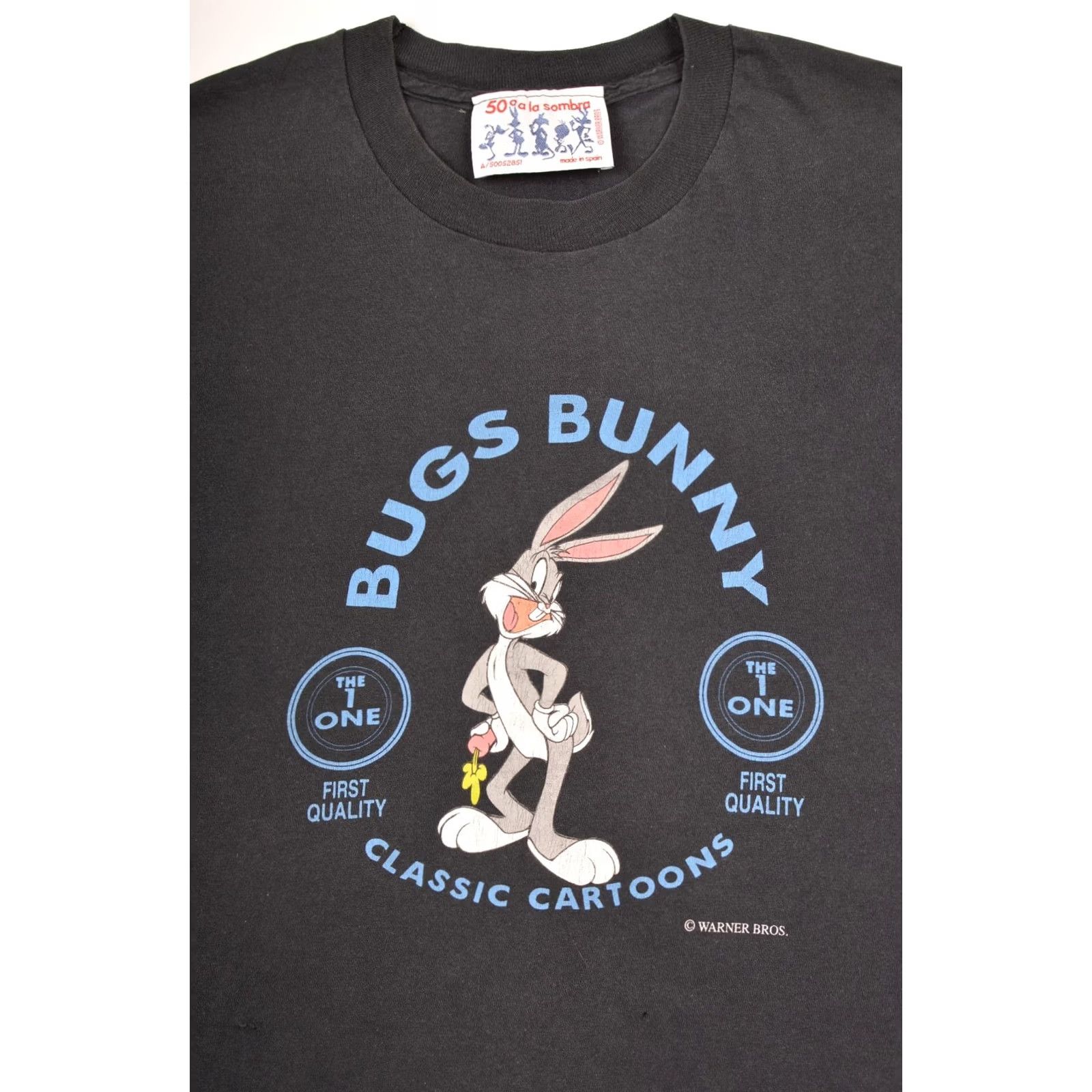 Vintage VINTAGE Screen Stars A La Sombra Warner Bros Buggs Bunny Tee T-Shirt M Black Mens Localized Stars 90s Size US M / EU 48-50 / 2 - 2 Thumbnail