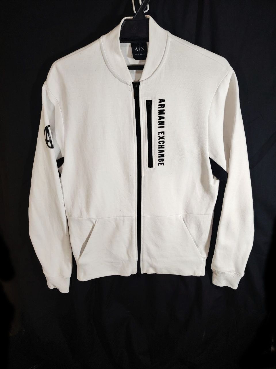 Armani Exchange ARMANI EXCHANGE A|X White Zip-Up Bomber Sweatshirt - Size XS / US 0-2 / IT 36-38 - 1 Thumbnail
