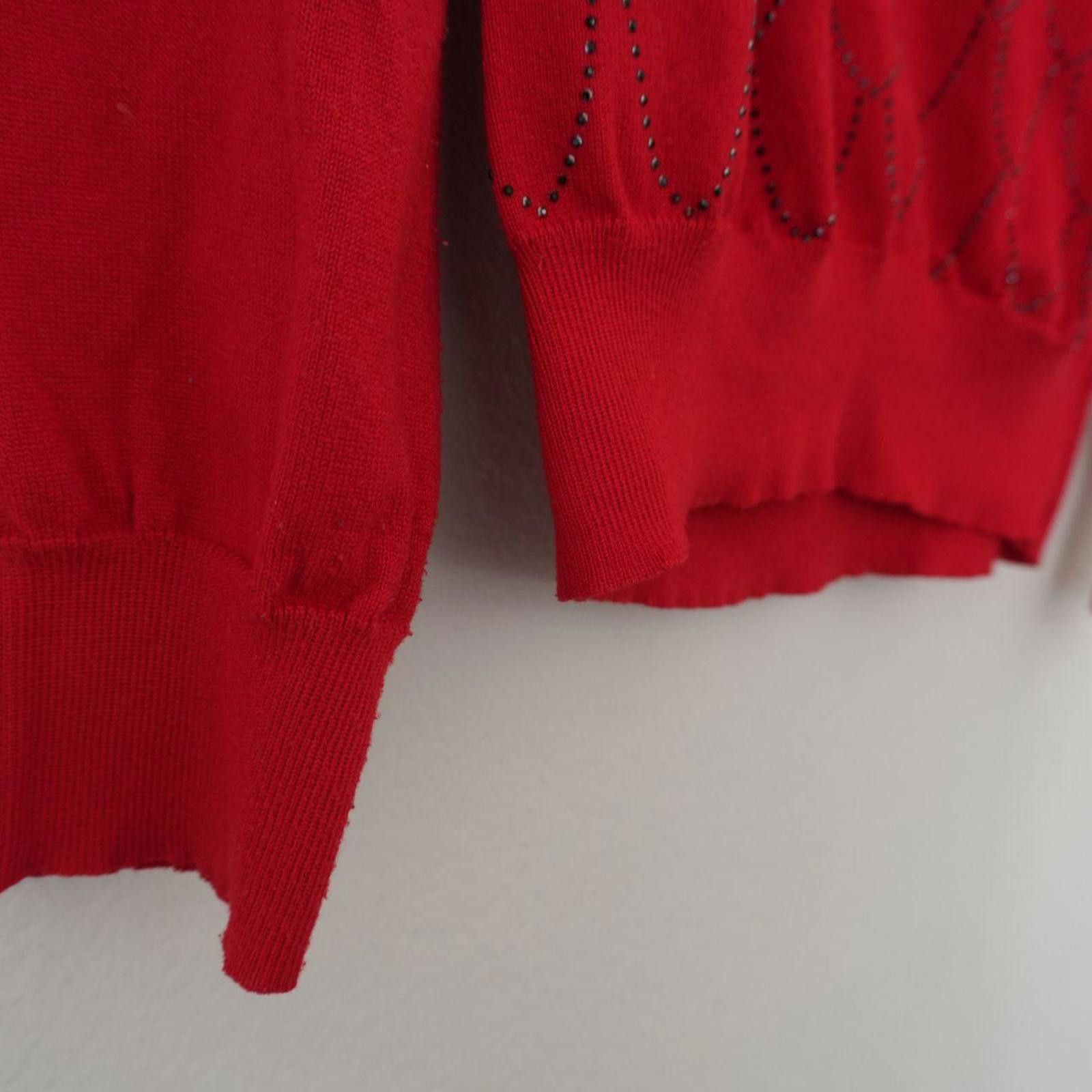Other Nanette Lapore Sweater Women's XL Red Rhinestone Pullover Size XL / US 12-14 / IT 48-50 - 3 Thumbnail