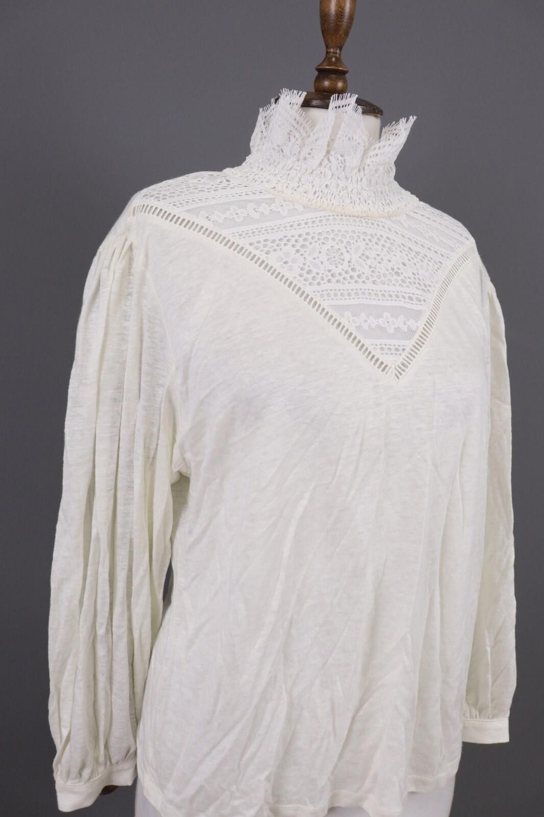 Designer Claudie Pierlot Teacher White Floral Blouse Shirt Size 3 Size M / US 6-8 / IT 42-44 - 6 Thumbnail