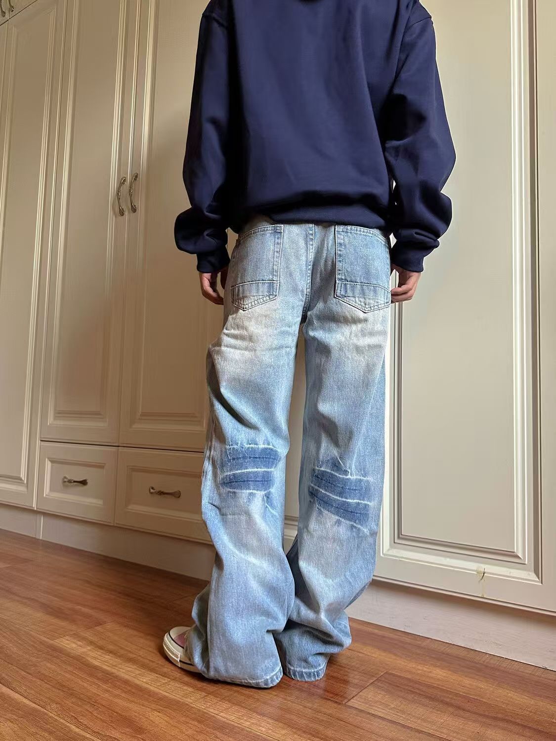 Japanese Brand × Jean Blue street washed vintage tie-dyed distressed jeans y2k Size US 32 / EU 48 - 3 Thumbnail