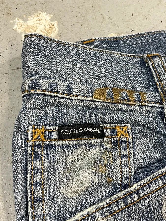 Designer × Dolce & Gabbana × Vintage AW2005 Dolce & Gabbana Painted Blue Denim Jeans Size US 30 / EU 46 - 11 Thumbnail