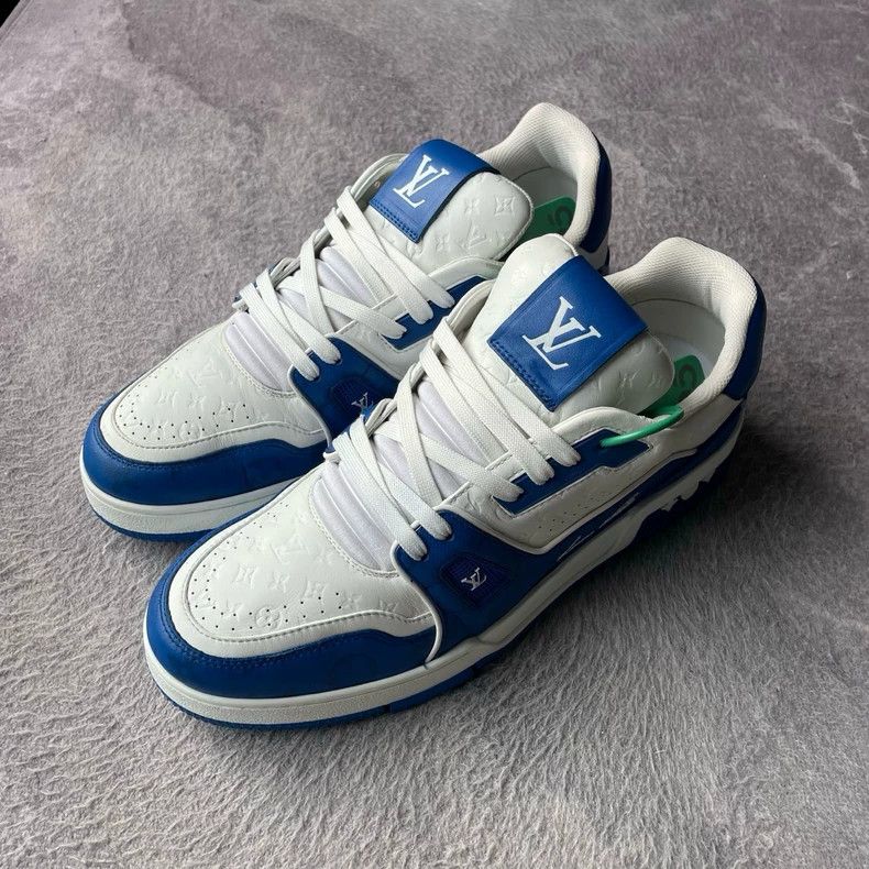 Louis Vuitton Louis Vuitton Trainer White Blue Sneakers - dmc Size US 10.5 / EU 43-44 - 1 Thumbnail