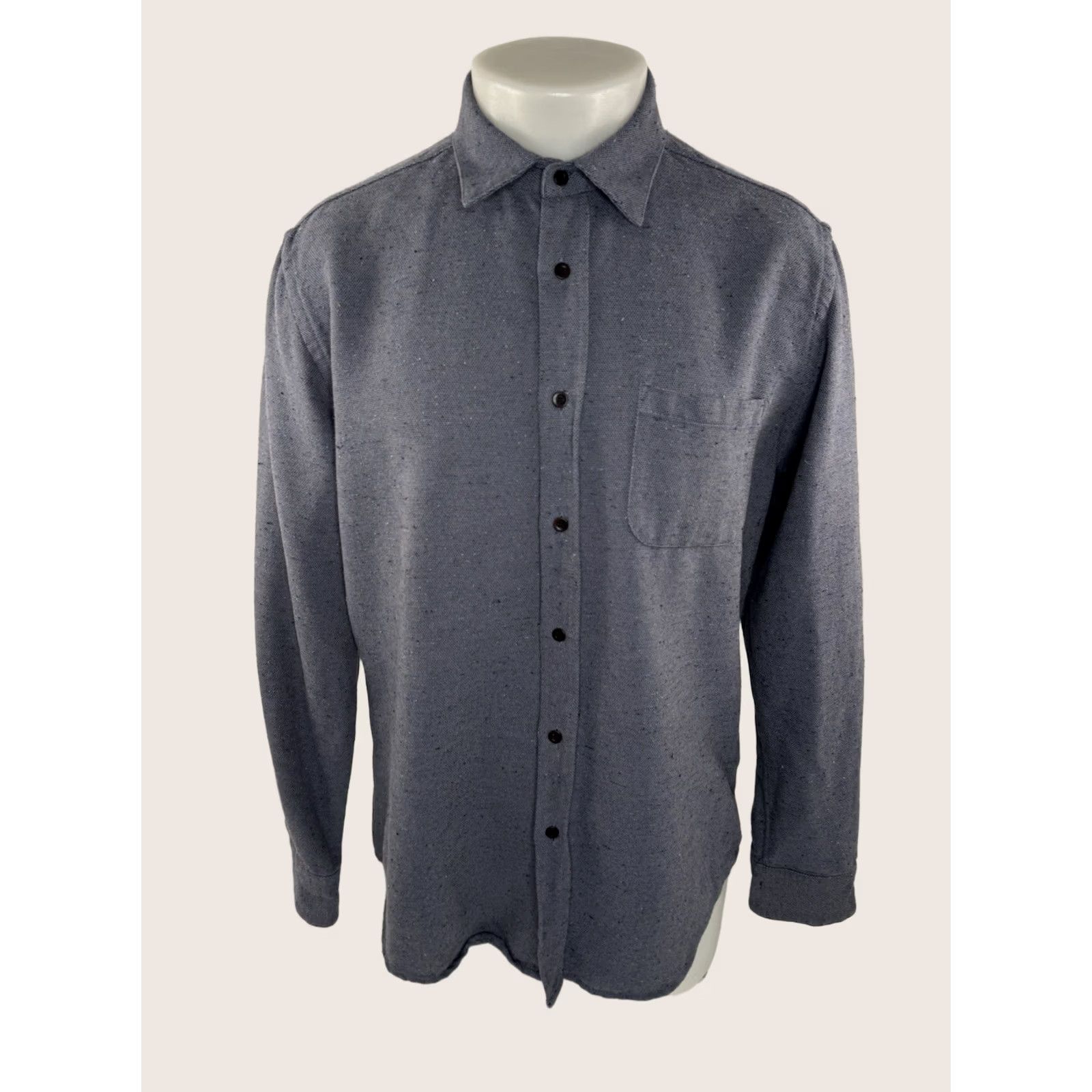 Portuguese Flannel PORTUGUESE FLANNEL L Shirt Speckled SILK WOOL Blue Master Craftsman Button-Up Mens Size US L / EU 52-54 / 3 - 1 Thumbnail