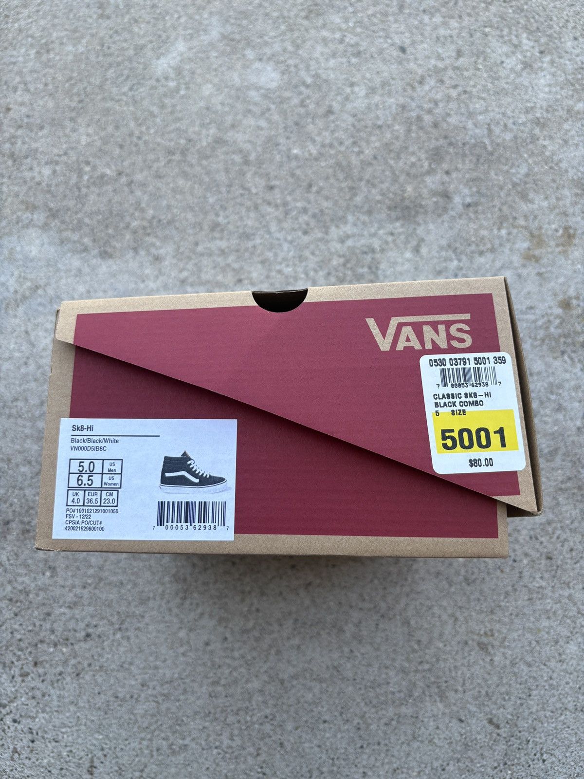 Vans DS Vans Sk8-Hi Black/White Size 5 Size US 5 / EU 37 - 3 Thumbnail