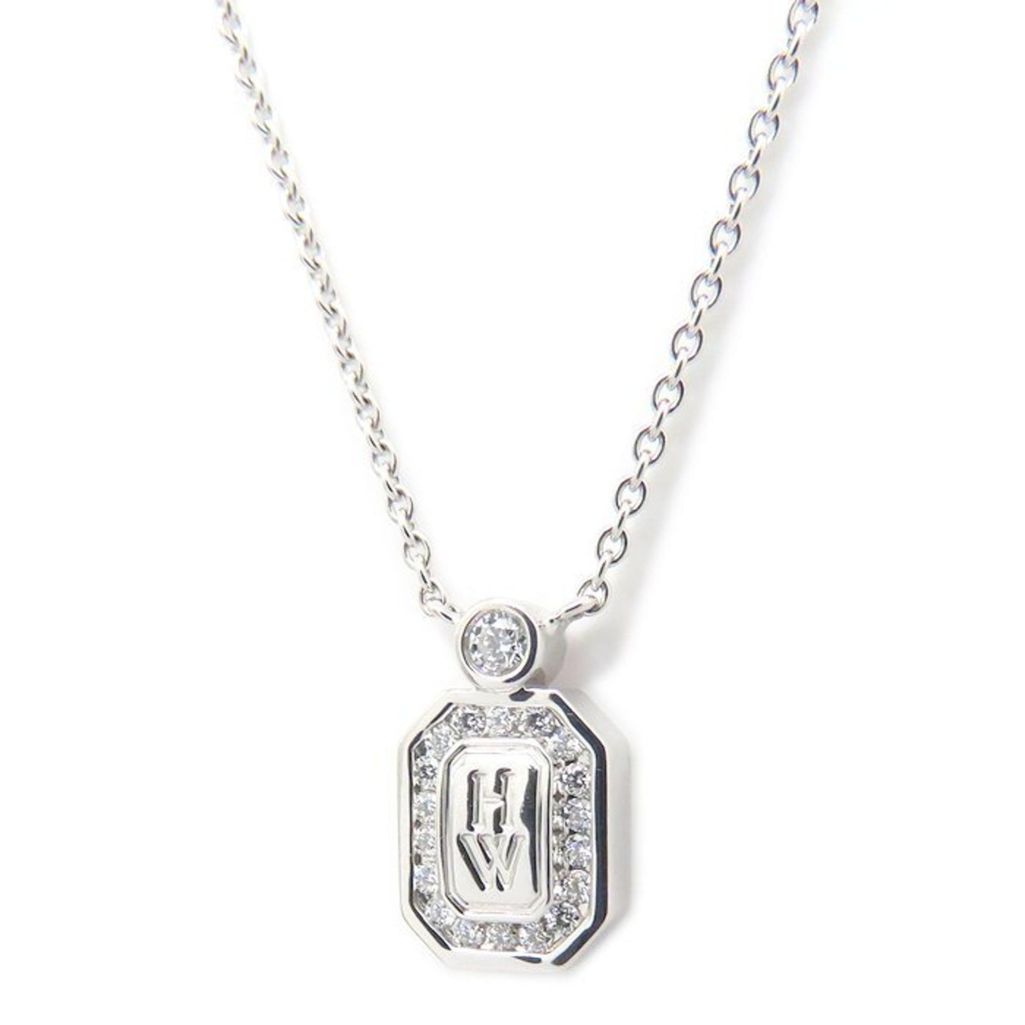 Harry Winston HARRY WINSTON HW Logo Necklace with Diamonds, 18K White Gold, Women's, PEDWRD16HWL 294883 Size ONE SIZE - 1 Thumbnail