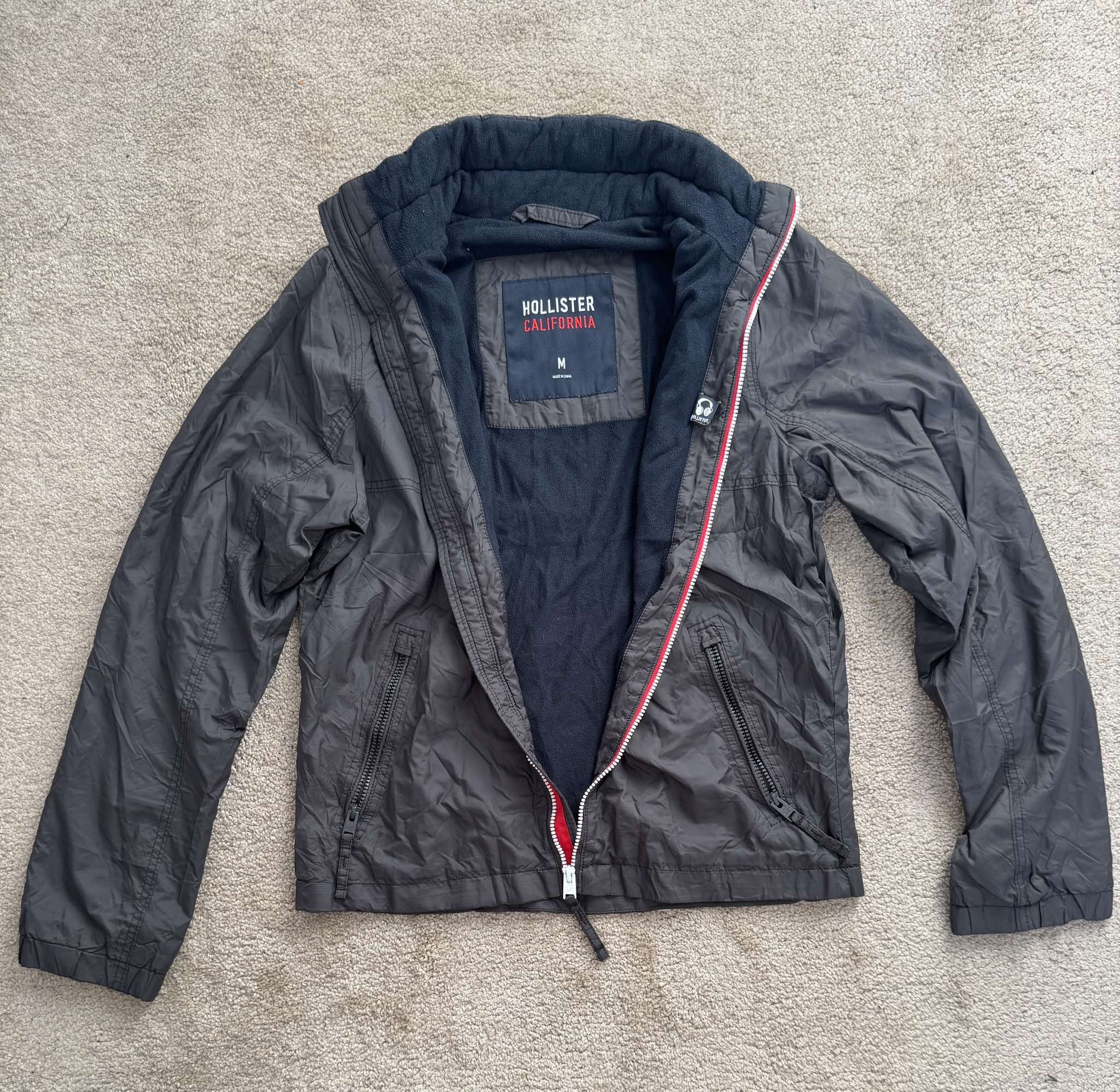 Hollister Women M Jacket Coat Windbreaker Waterproof Black Nylon Size M / US 6-8 / IT 42-44 - 2 Thumbnail