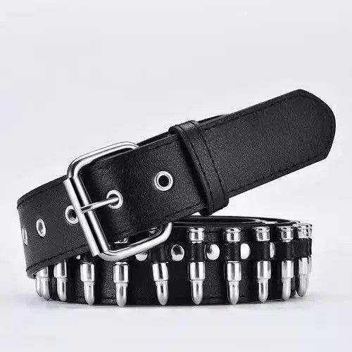 Leather Fujimori x Hara Bullet leather punk belt hollow rivet Size ONE SIZE - 6 Thumbnail