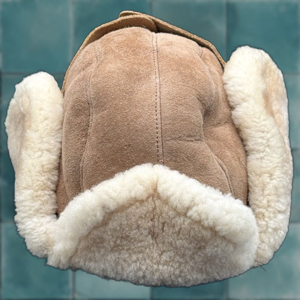 Leather Trapper Hat Men Winter Ear Flap Adjustable Brown Size L