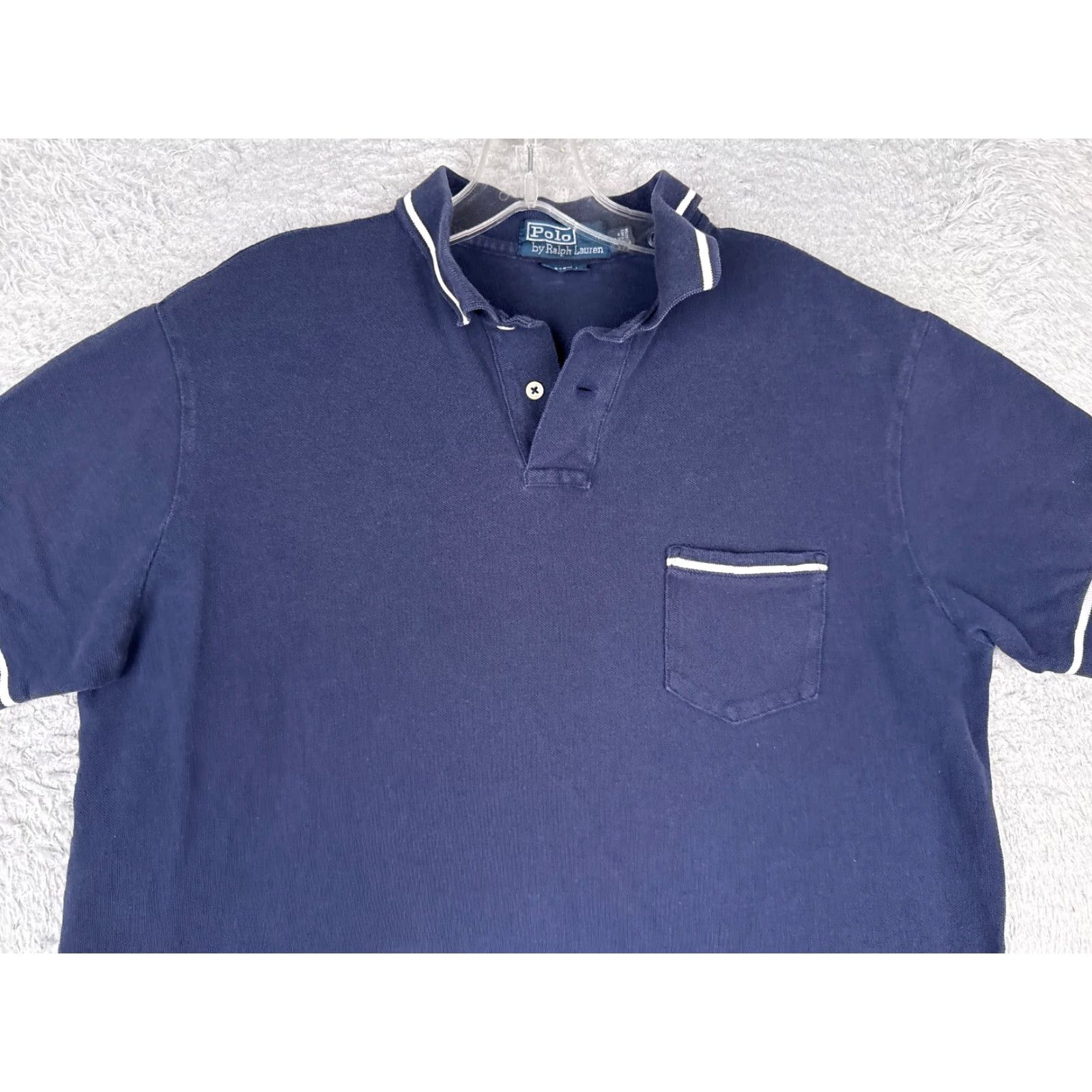 Ralph Lauren VINTAGE Ralph Lauren Polo Shirt Men L Blue Cotton Custom Fit Pocket Shirt Size US L / EU 52-54 / 3 - 4 Thumbnail