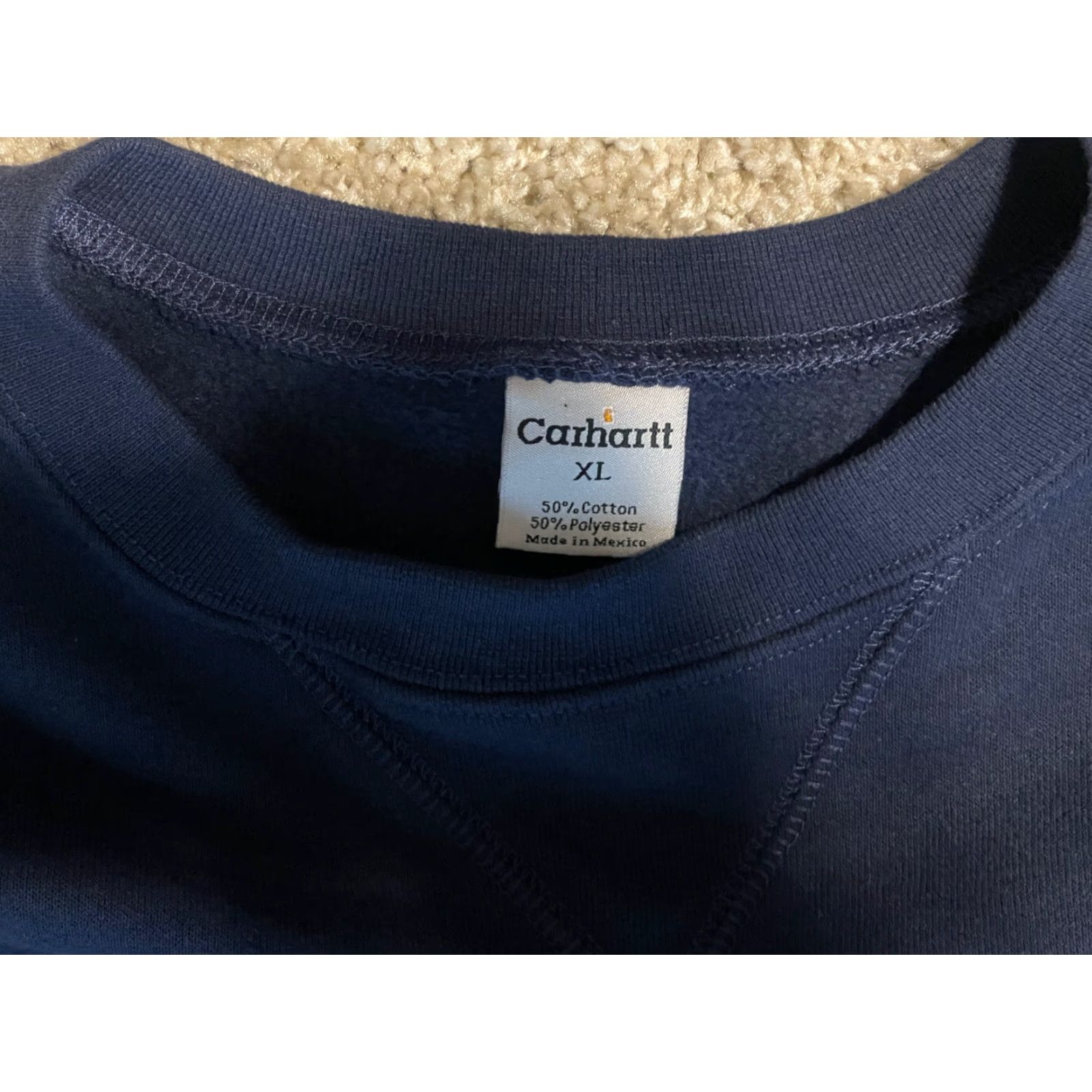 Carhartt Carhartt Sweatshirt Crewneck Blue XL Pullover Logo Embroidered, Regular Fit, Men, 2003, Knit Cotton Blend, Long Sleeve, Made in Mexico Size US XL / EU 56 / 4 - 4 Thumbnail