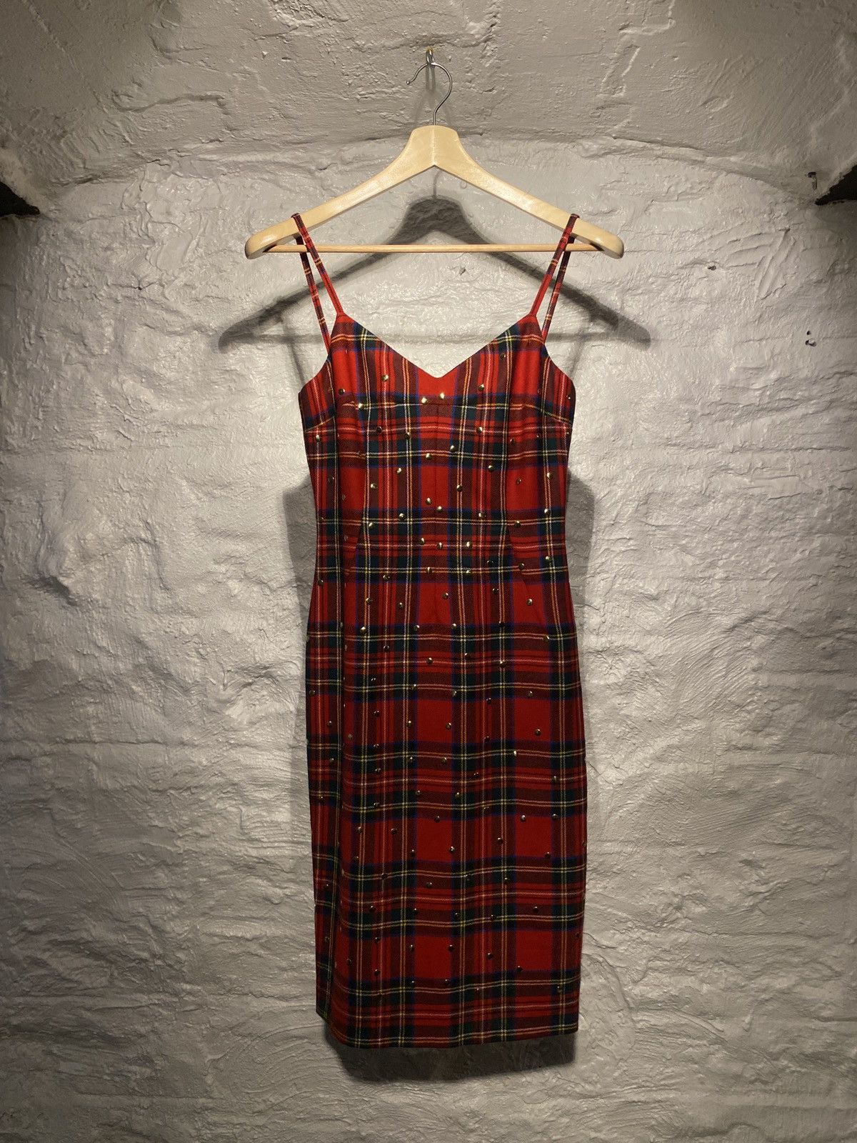 Dolce & Gabbana D&G Red Plaid wool dress with gold details Size S / US 4 / IT 40 - 1 Thumbnail