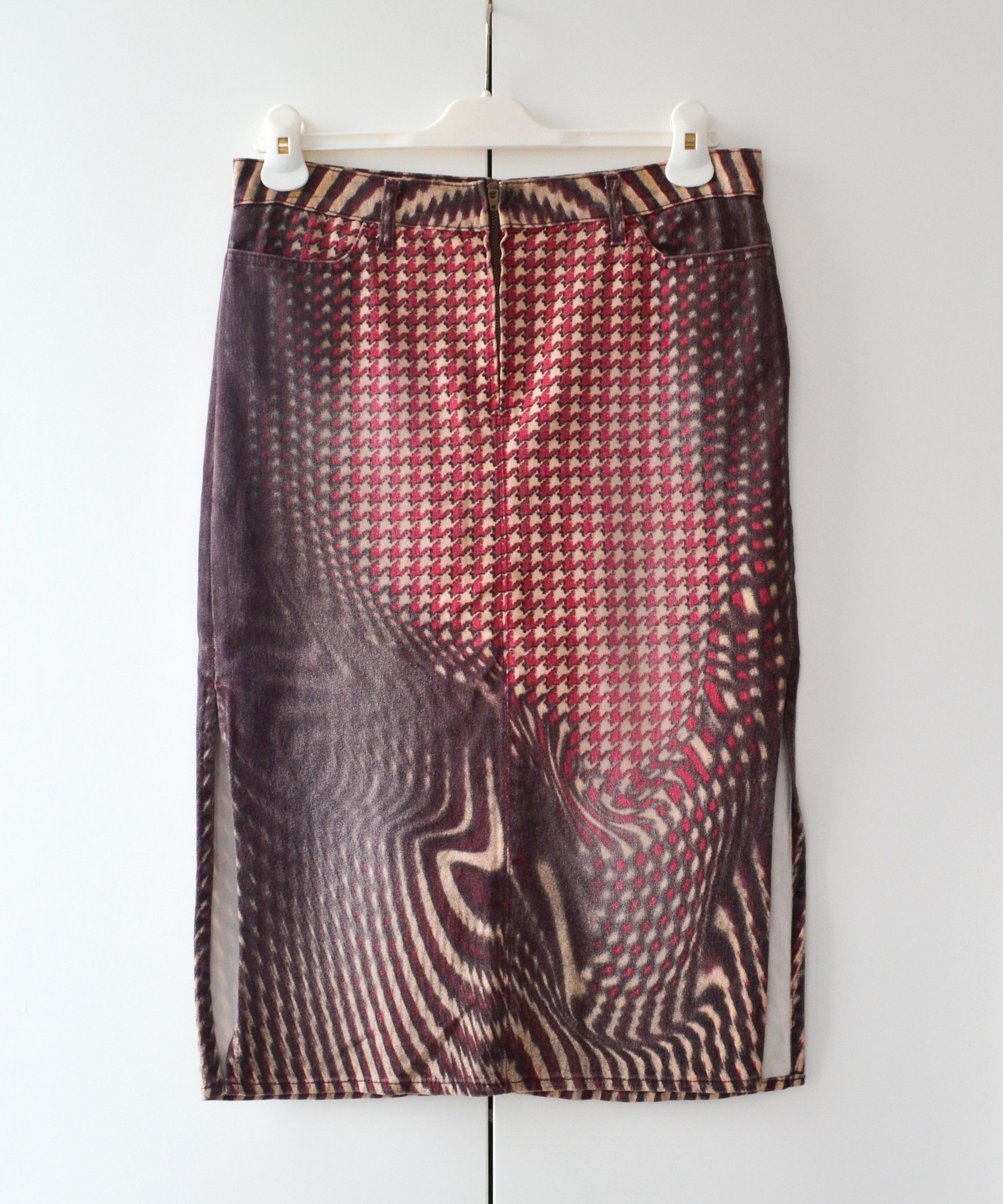 image of Just Cavalli x Roberto Cavalli Skirt Denim Abstract Print Jean 2001, Women's (Size 28)