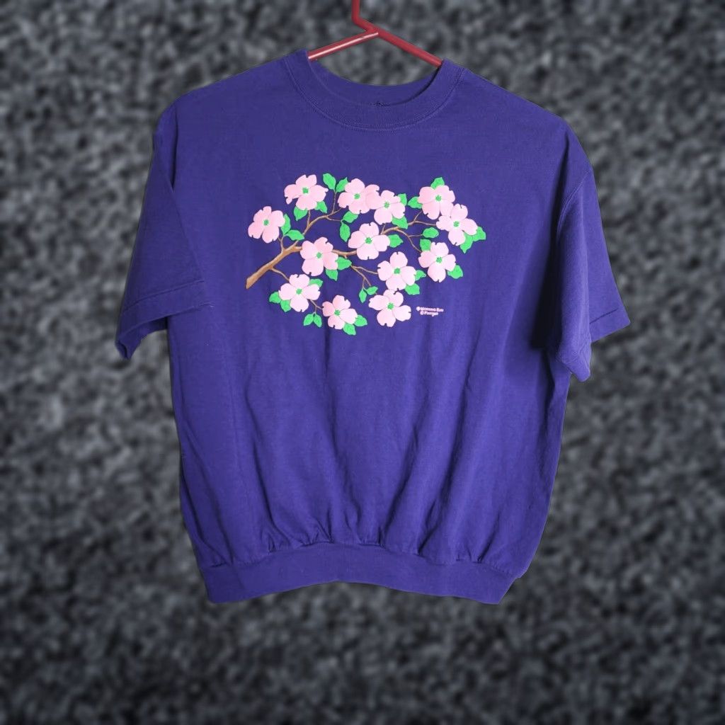 Vintage VINTAGE Morning Sun T-Shirt M Women Floral Japanese Cherry Blossoms Single Stitch Create Stitch Crew Neck Short Sleeve Purple M Womens Size M / US 6-8 / IT 42-44 - 1 Thumbnail