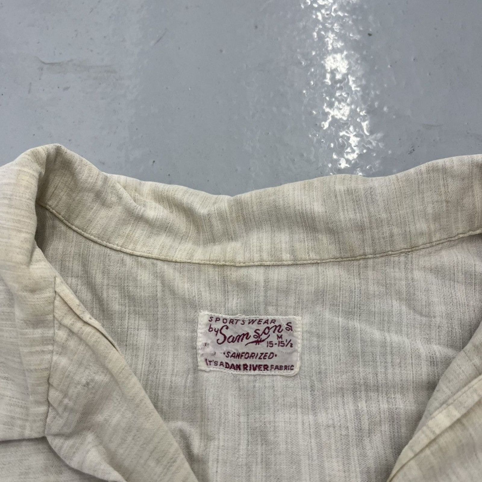 Other Vintage 50s Samsons White Pattern Cotton Loop Collar Size US M / EU 48-50 / 2 - 5 Thumbnail