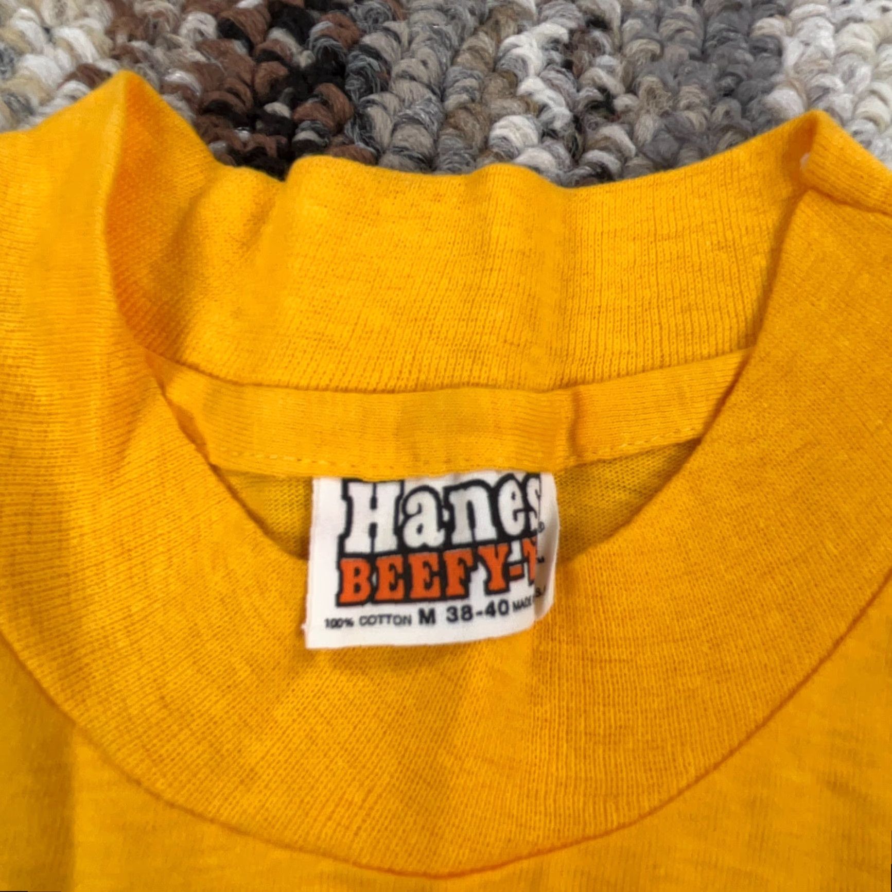 Hanes VINTAGE Hanes Shirt Men M Yellow Tee Long Sleeve Crew Neck 70s USA Wrestling Logo Beffy Size US M / EU 48-50 / 2 - 4 Thumbnail