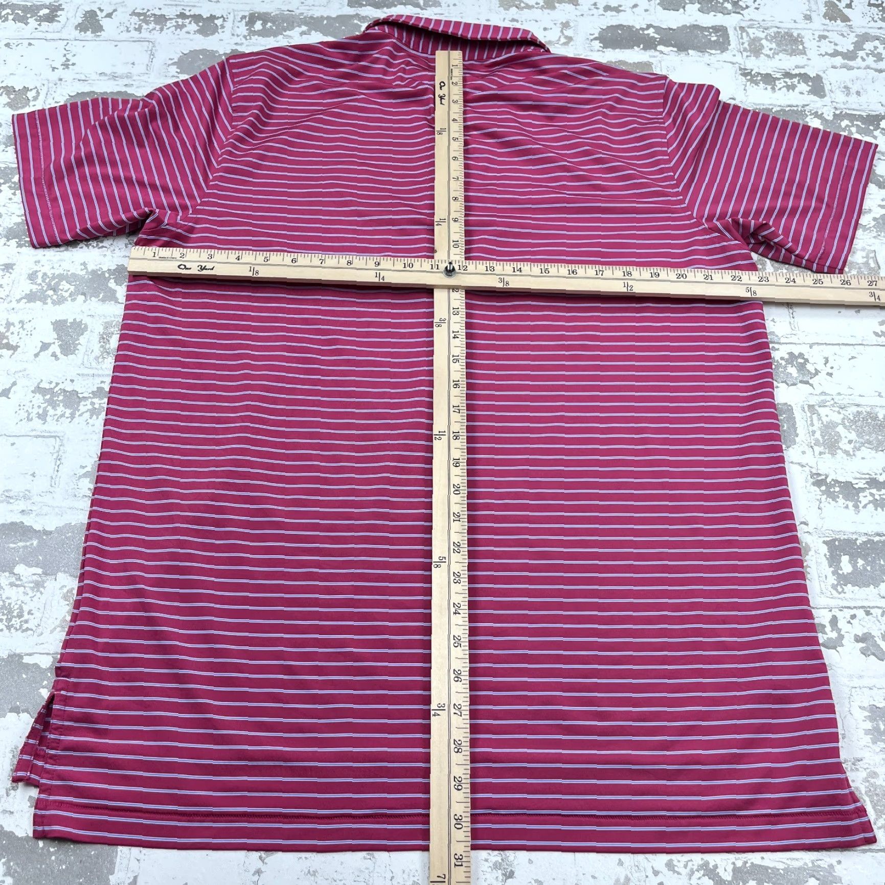 Peter Millar Peter Millar Polo Shirt Men Large Pink Striped Summer Comfort Wicking Quick Dry Breathable Logo Golf Casual Activewear Short Sleeve Size US L / EU 52-54 / 3 - 7 Thumbnail