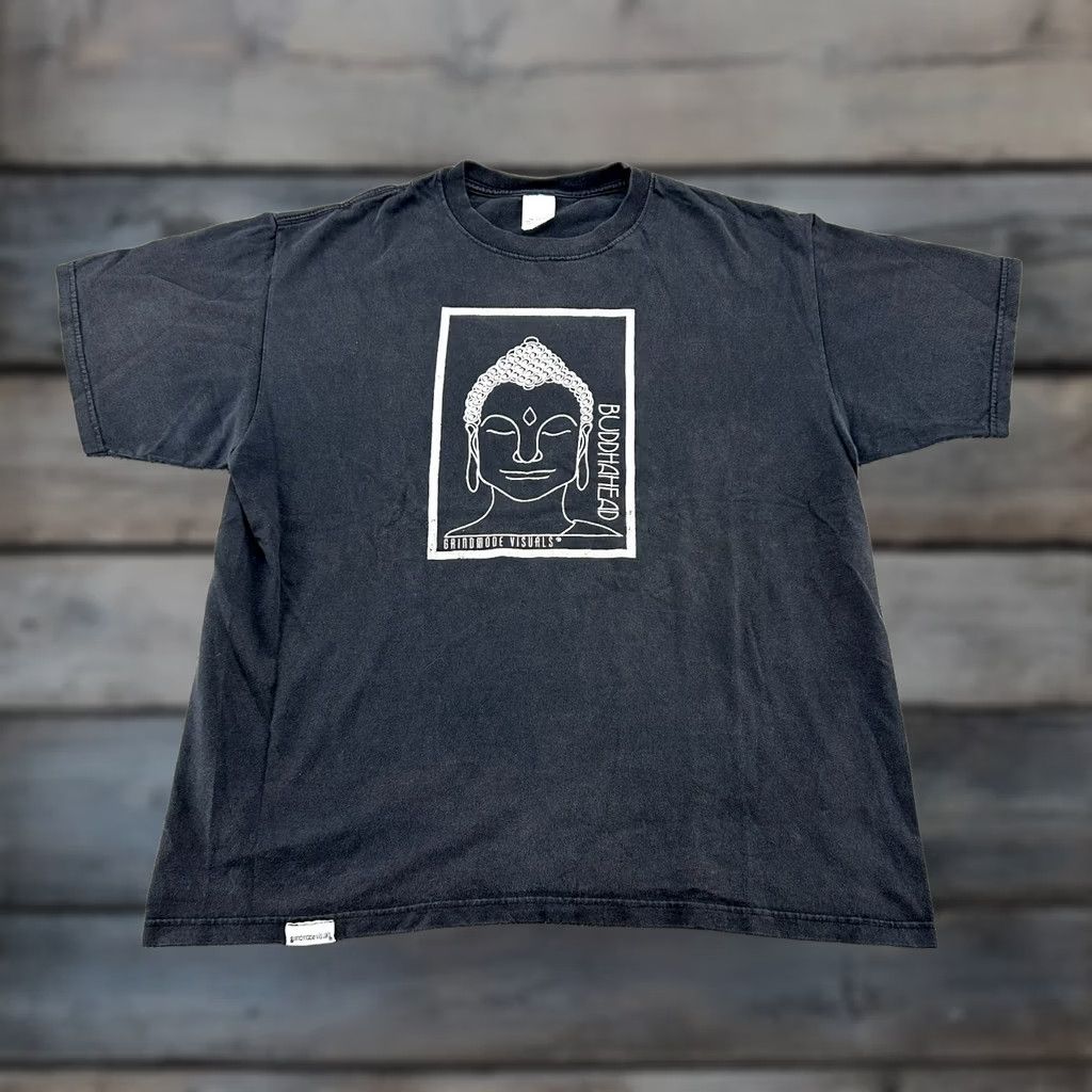 Vintage VINTAGE Grindmode Visuals Buddah Head Shirt Mens XL Black Short Sleeve Crew Neck Graphic Print Skate Y2K 90s Motorcycle Skull Logo Reflective Swoosh Size US XL / EU 56 / 4 - 1 Thumbnail