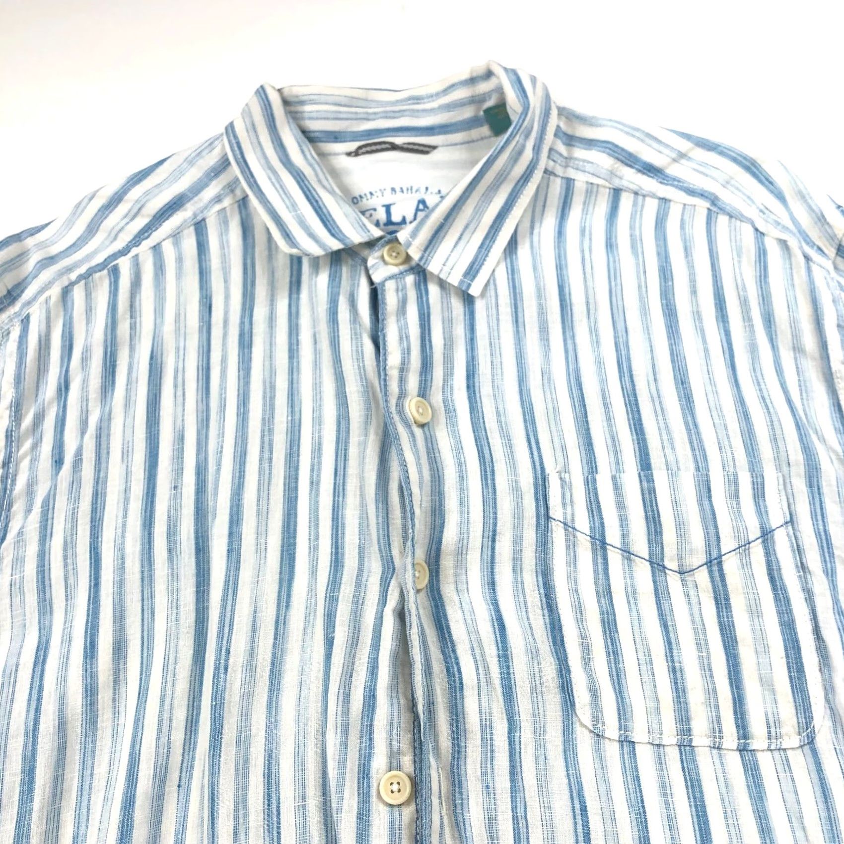 Tommy Bahama Tommy Bahama Relax LINEN XL Button Long Sleeve Striped Casual Shirt Blue Size US XL / EU 56 / 4 - 2 Thumbnail