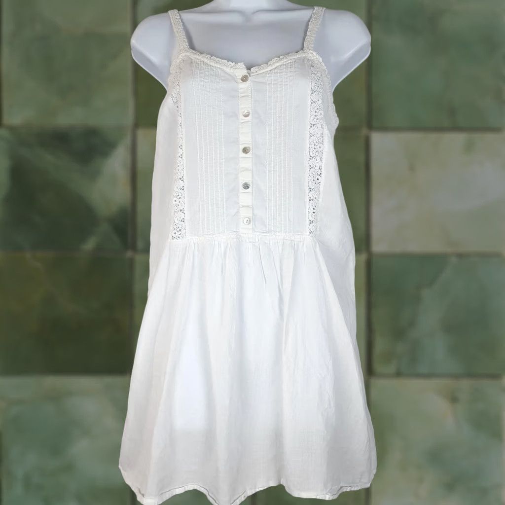 Vintage Eileen West Chemise Nightgown Womens Petite White Lace Pintuck Sleeveless Size ONE SIZE - 1 Thumbnail