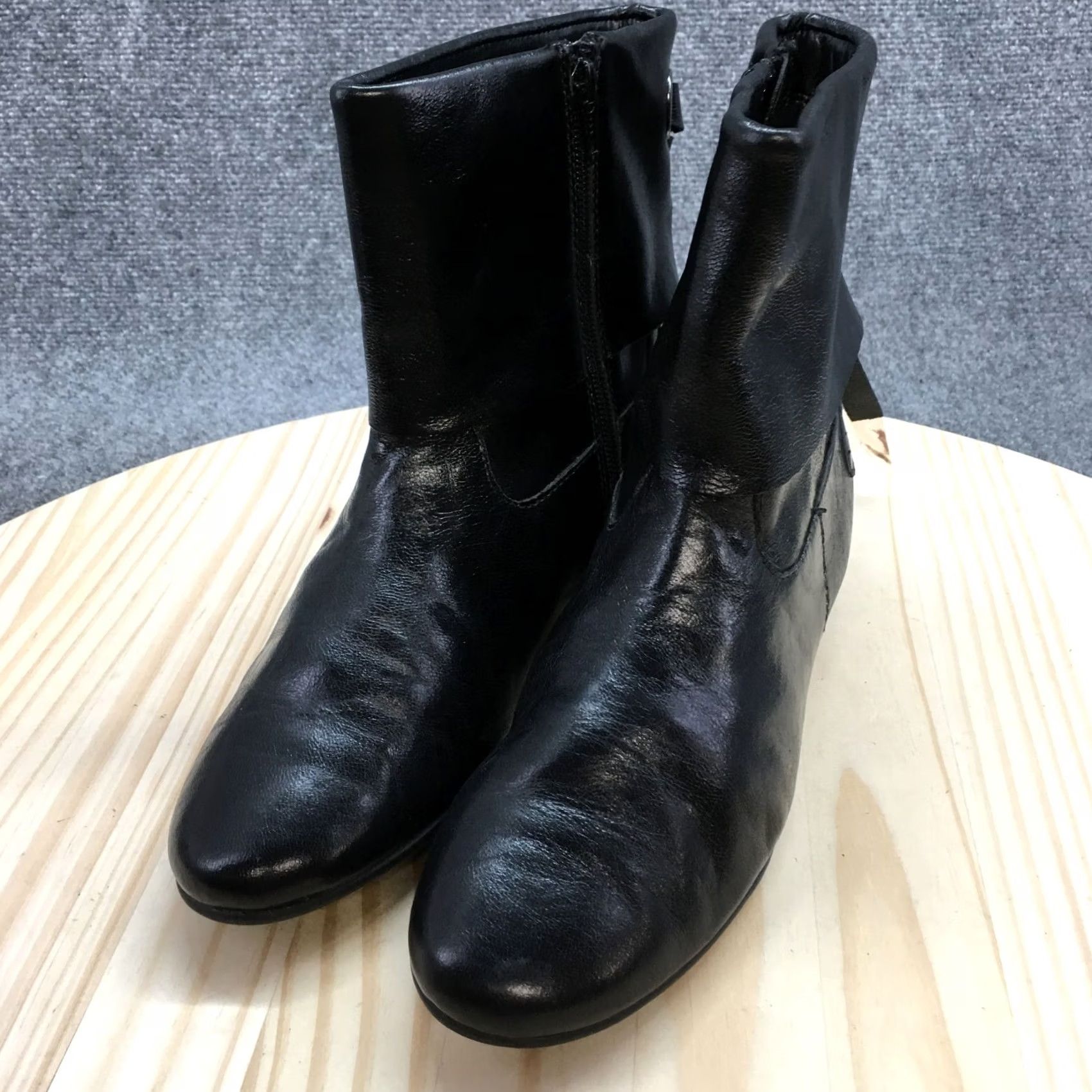 Vintage Aerosoles Boots Womens 8.5 M Sota Water Ankle Bootie Black Leather Side Zip Shoe Boots Size US 9 / IT 39 - 3 Thumbnail